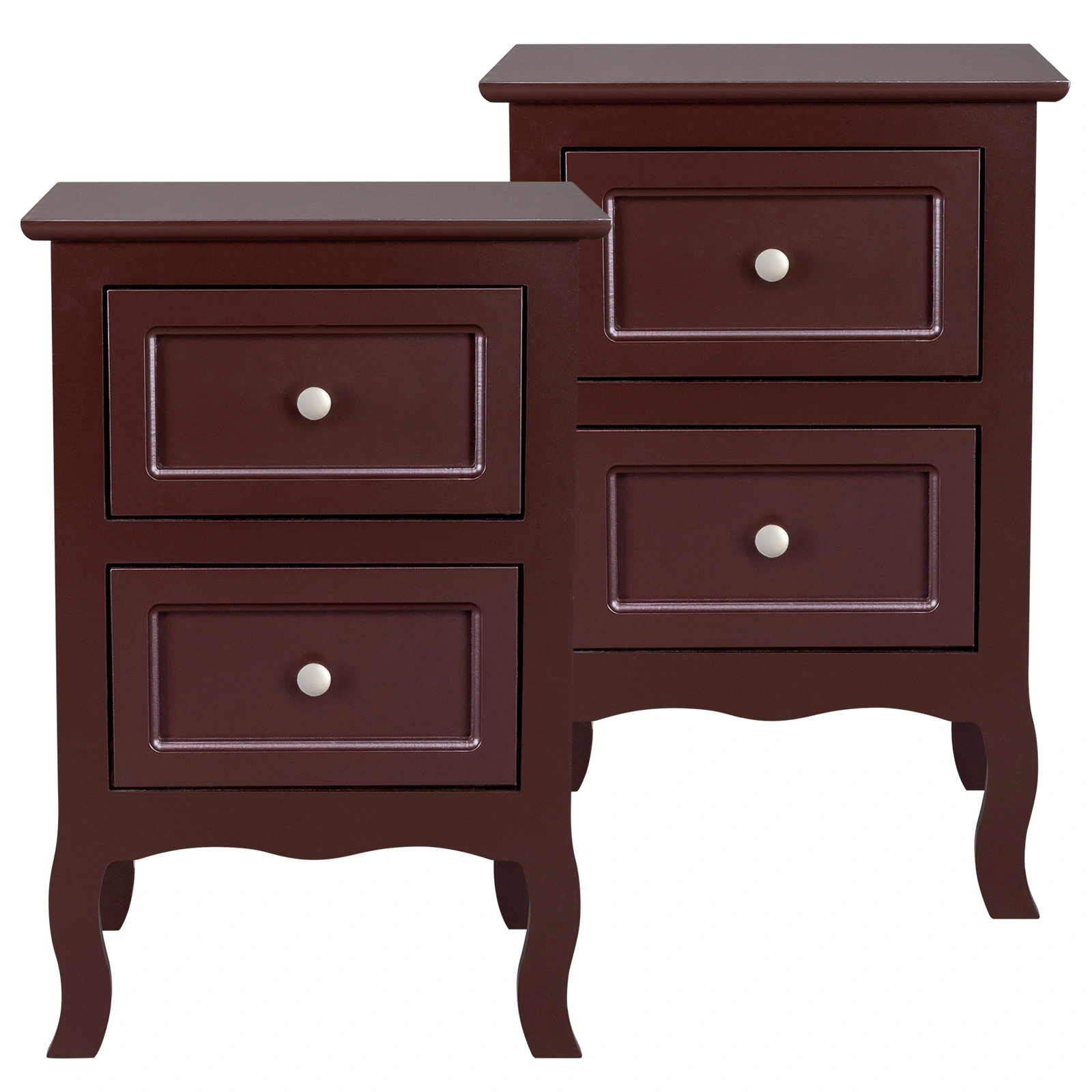 2pcs Country Style Two-Tier Nightstand Large Size Grown Bedroom Side Table with Storage Shelf view 2