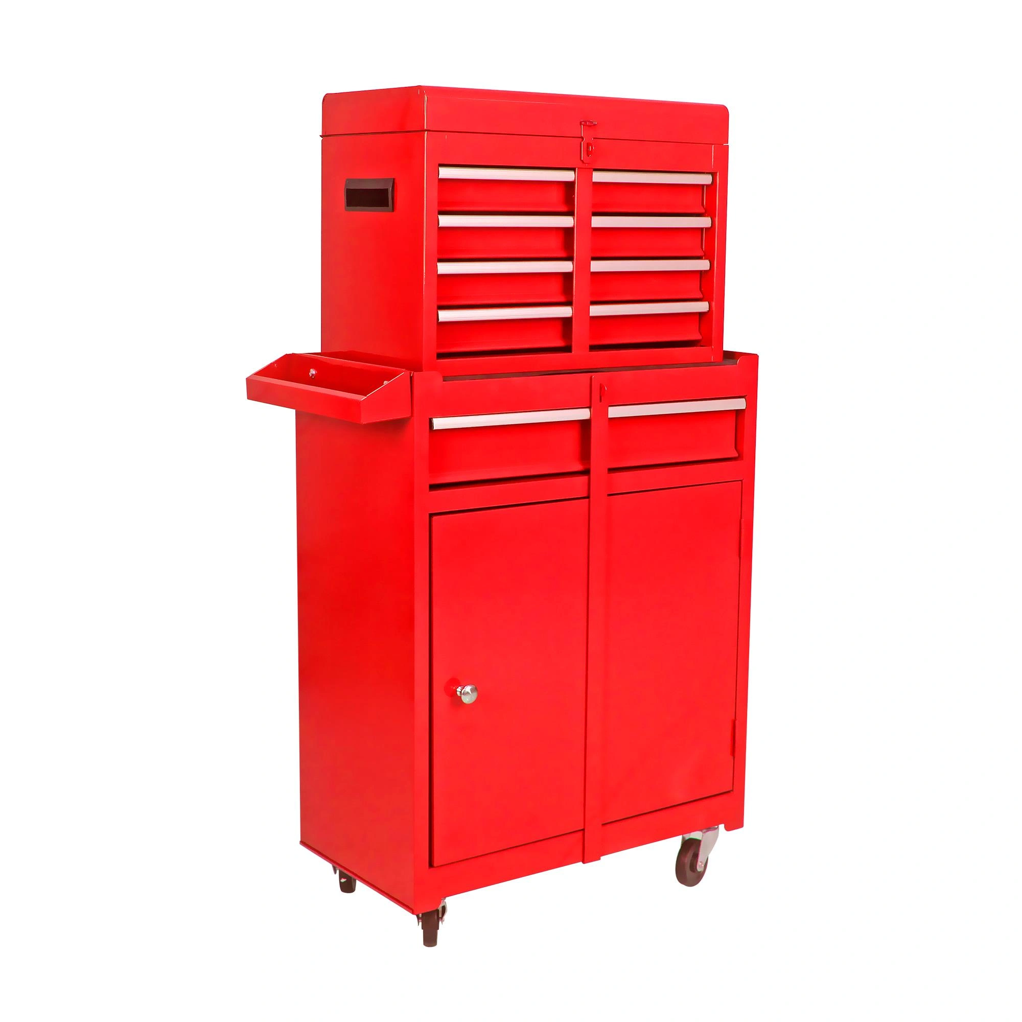 Detachable 5 Drawer Tool Chest with Bottom Cabinet and One Adjustable Shelf--Red view 13