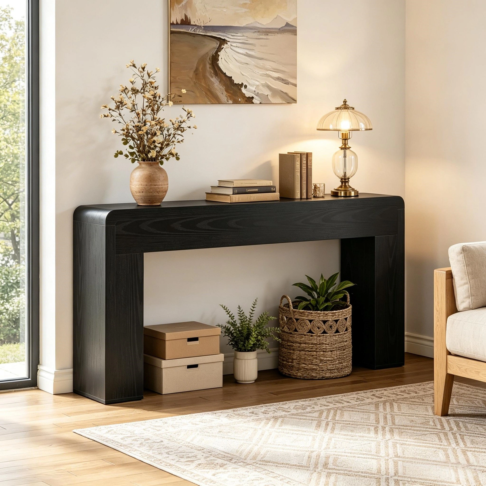 Console Table Entryway Sofa Table, Narrow Hallway Table with Storage Shelf, Slim Side Table for Living Room, Bedroom, Apartment