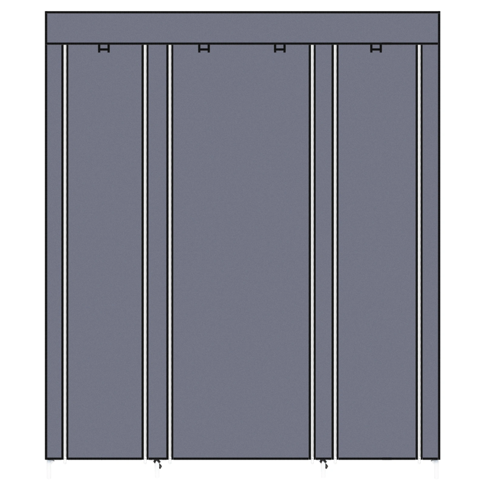 69 Inch Portable Clothes Closet Wardrobe Storage Organizer with Non-Woven Fabric, Quick Assemble, Extra Strong & Durable, Gray view 13