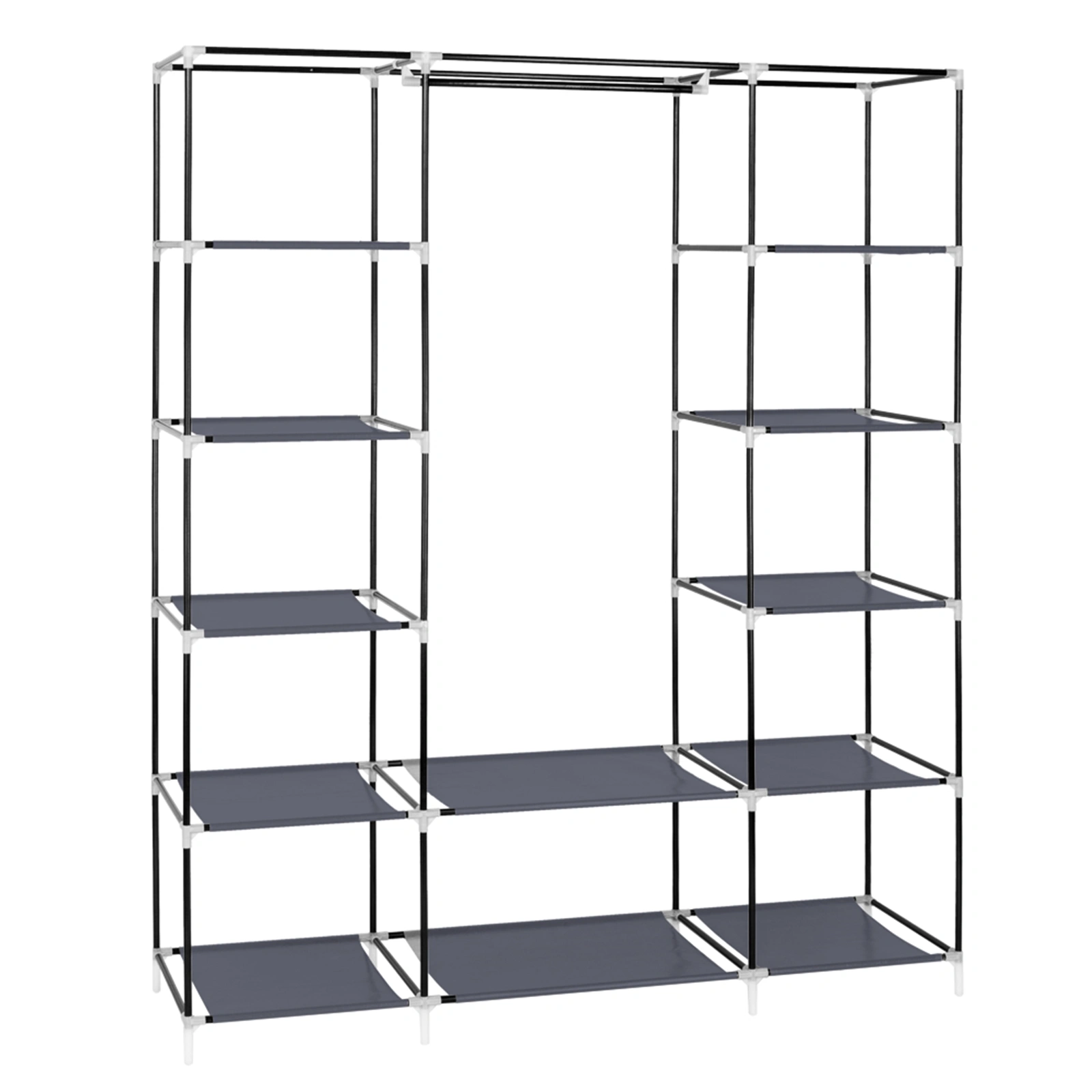 69 Inch Portable Clothes Closet Wardrobe Storage Organizer with Non-Woven Fabric, Quick Assemble, Extra Strong & Durable, Gray view 8