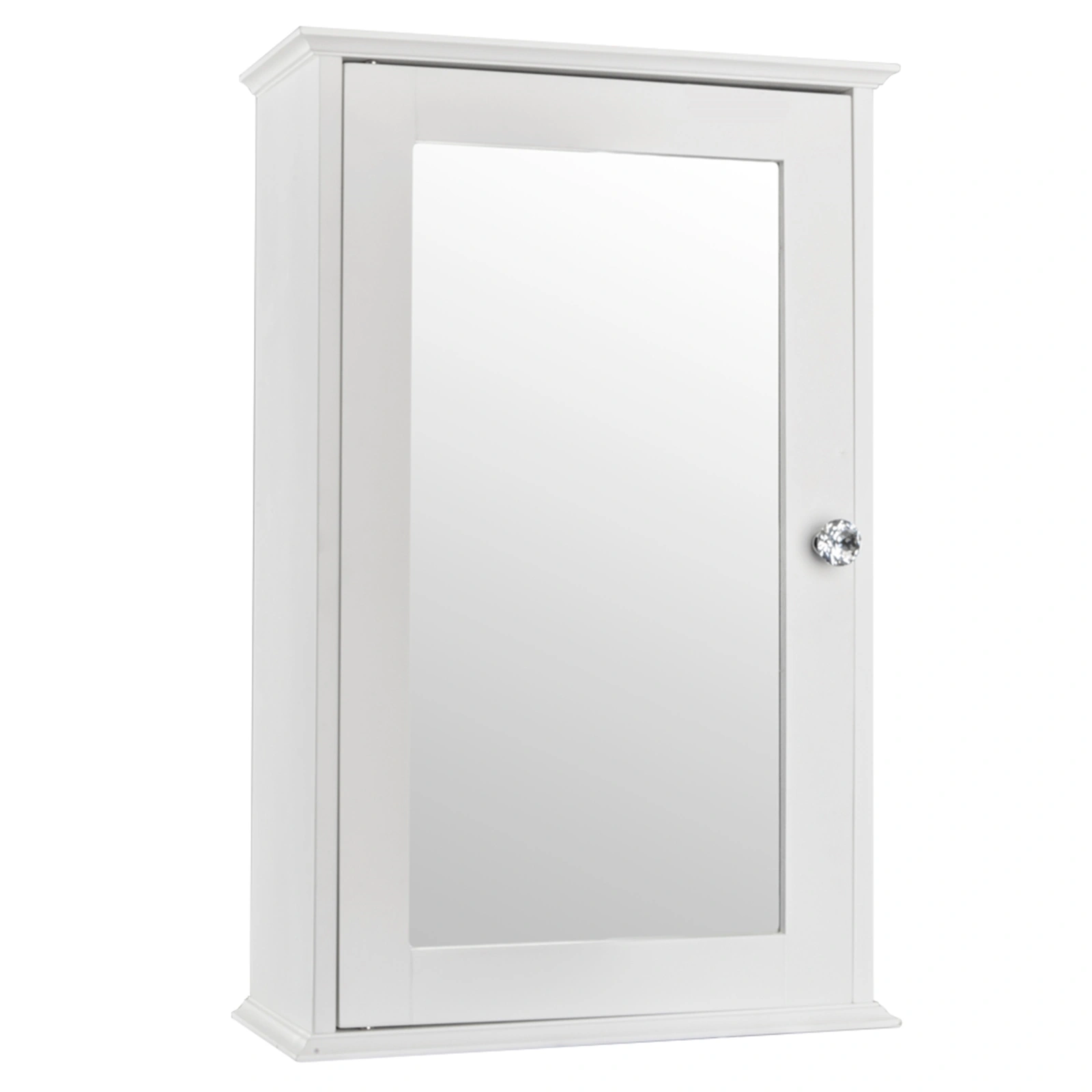 White Wall Mounted Bathroom Cabinet with Mirror, Single Door Indoor Vanity Shelf Storage Organizer view 2
