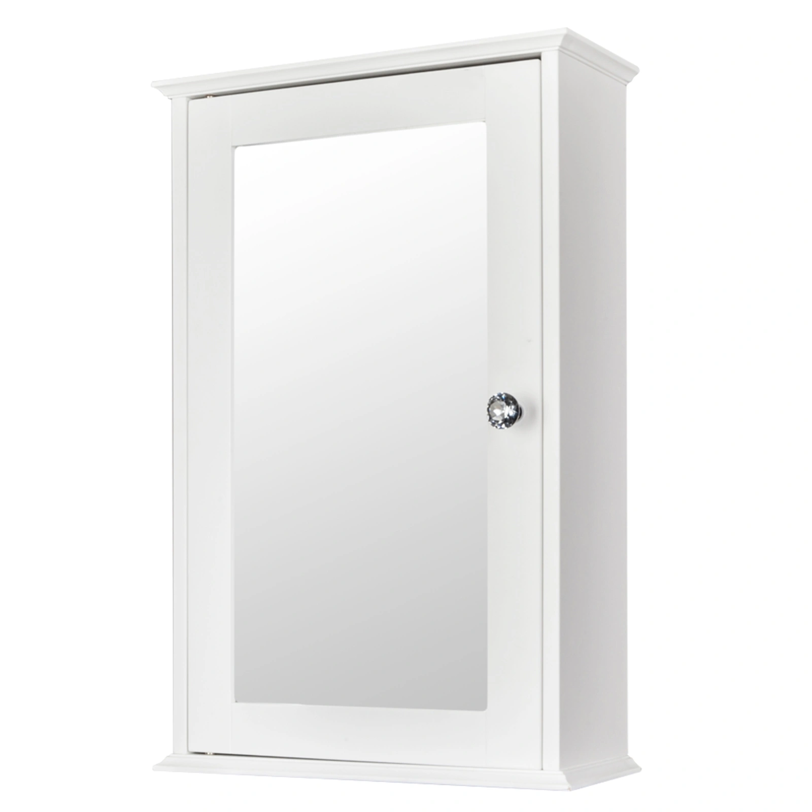 White Wall Mounted Bathroom Cabinet with Mirror, Single Door Indoor Vanity Shelf Storage Organizer view 3