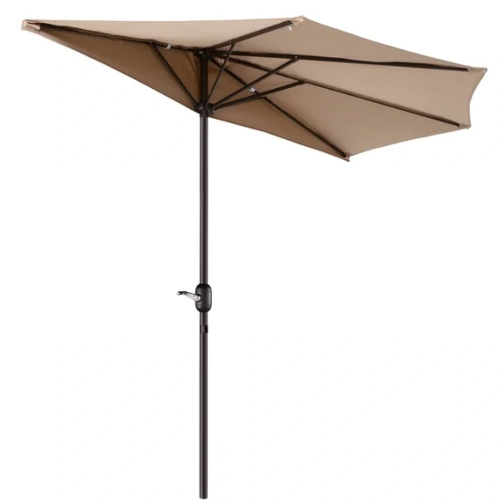 9FT Outdoor Half Patio Umbrella - Balcony Furniture, Beige