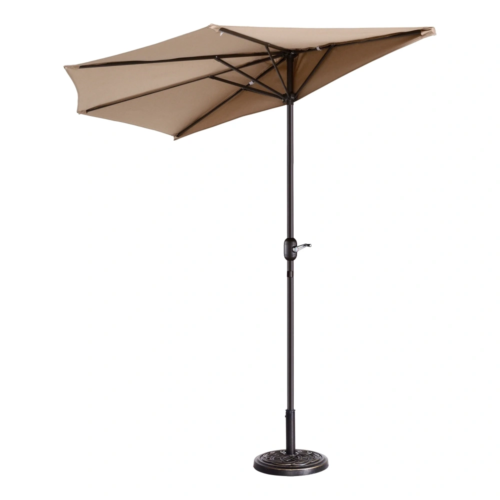 9FT Outdoor Half Patio Umbrella - Balcony Furniture, Beige view 4