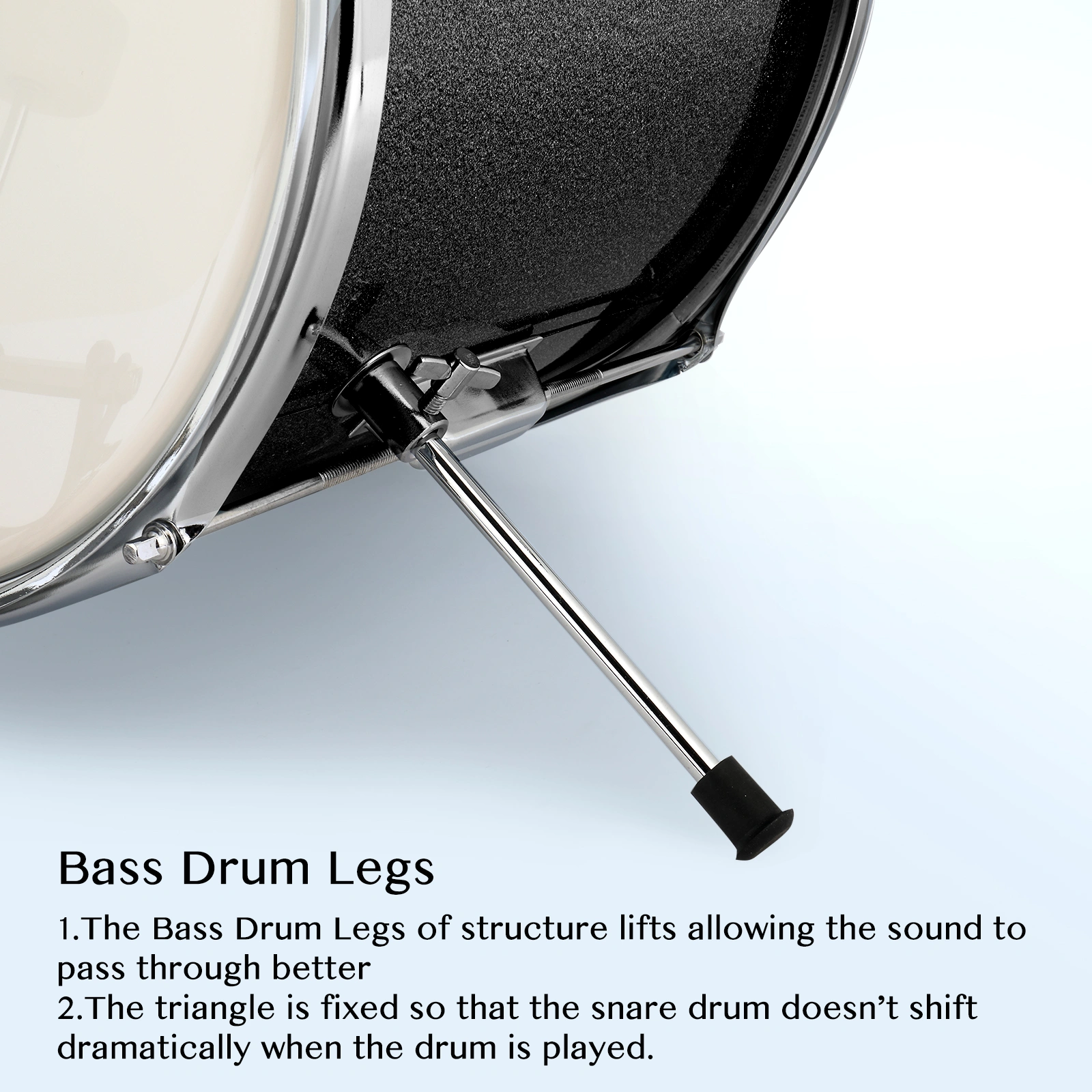 14"x10" 3-Pieces Junior Kids Drum Set Kit Pedal Drum Stick Wrench Drum Stool Black view 11