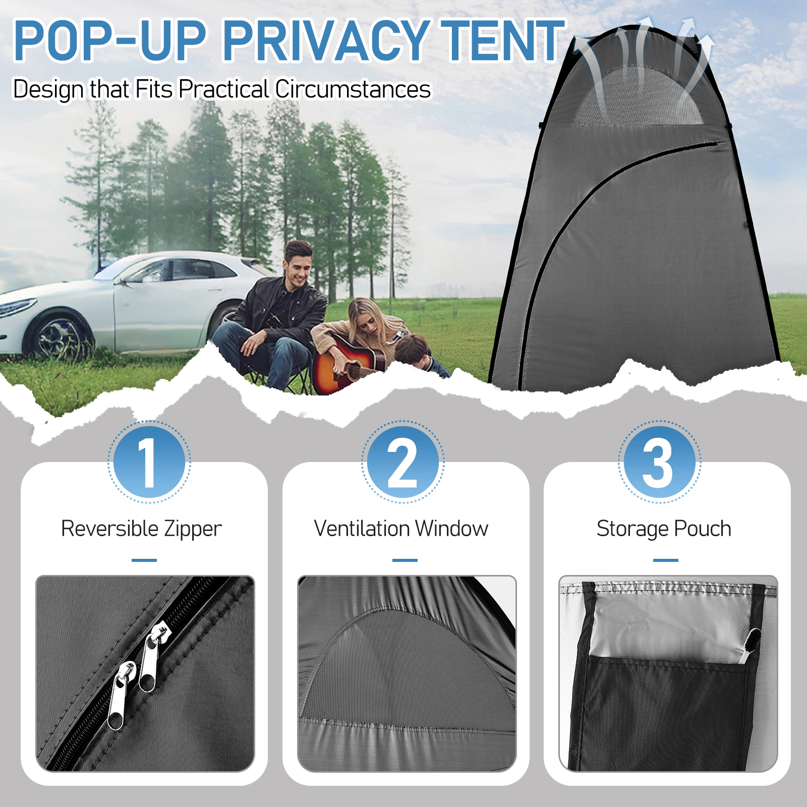 Portable Outdoor Pop-up Toilet Dressing Fitting Room Privacy Shelter Tent Black view 9