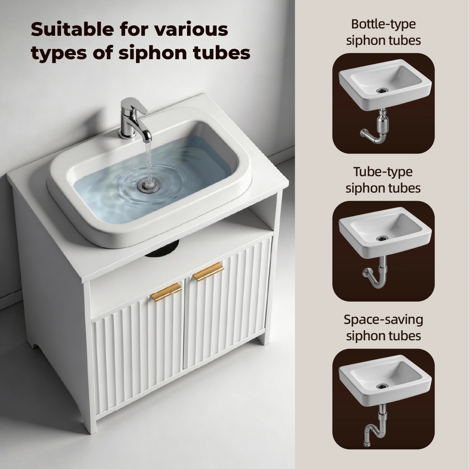 White particleboard with melamine veneer, grille thermoformed, two-door, one-shelf bathroom vanity unit, 60*30*60cm view 6