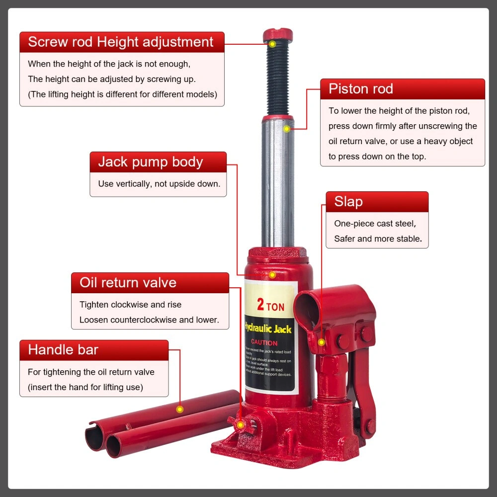 2 Ton Hydraulic Bottle Jack High Lift for Car Van Truck Boat Auto Garage Repair view 3