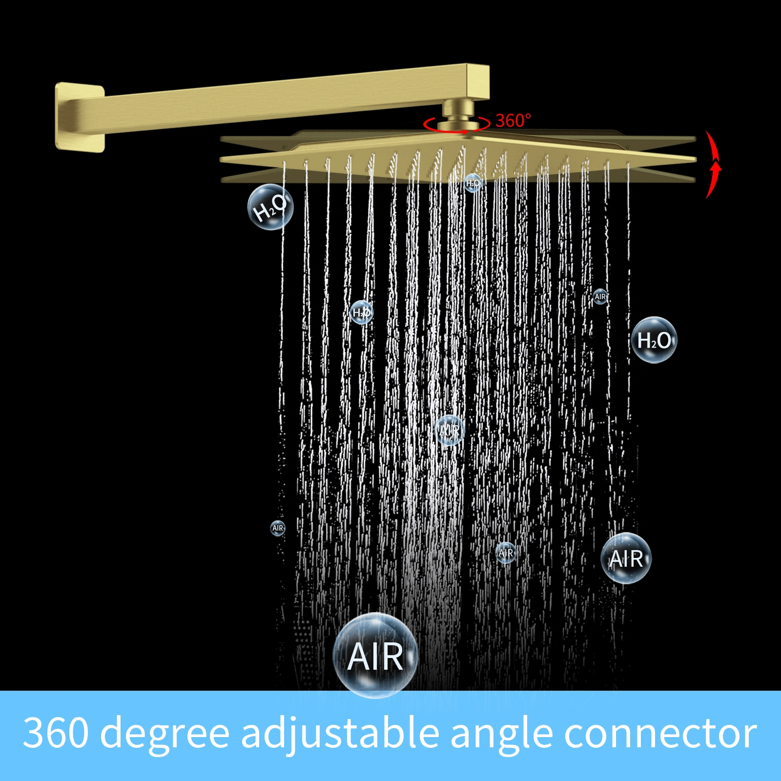12" Rainfall Shower Head Wall Mounted Shower System Faucet Combo with Handheld Sprayer view 3