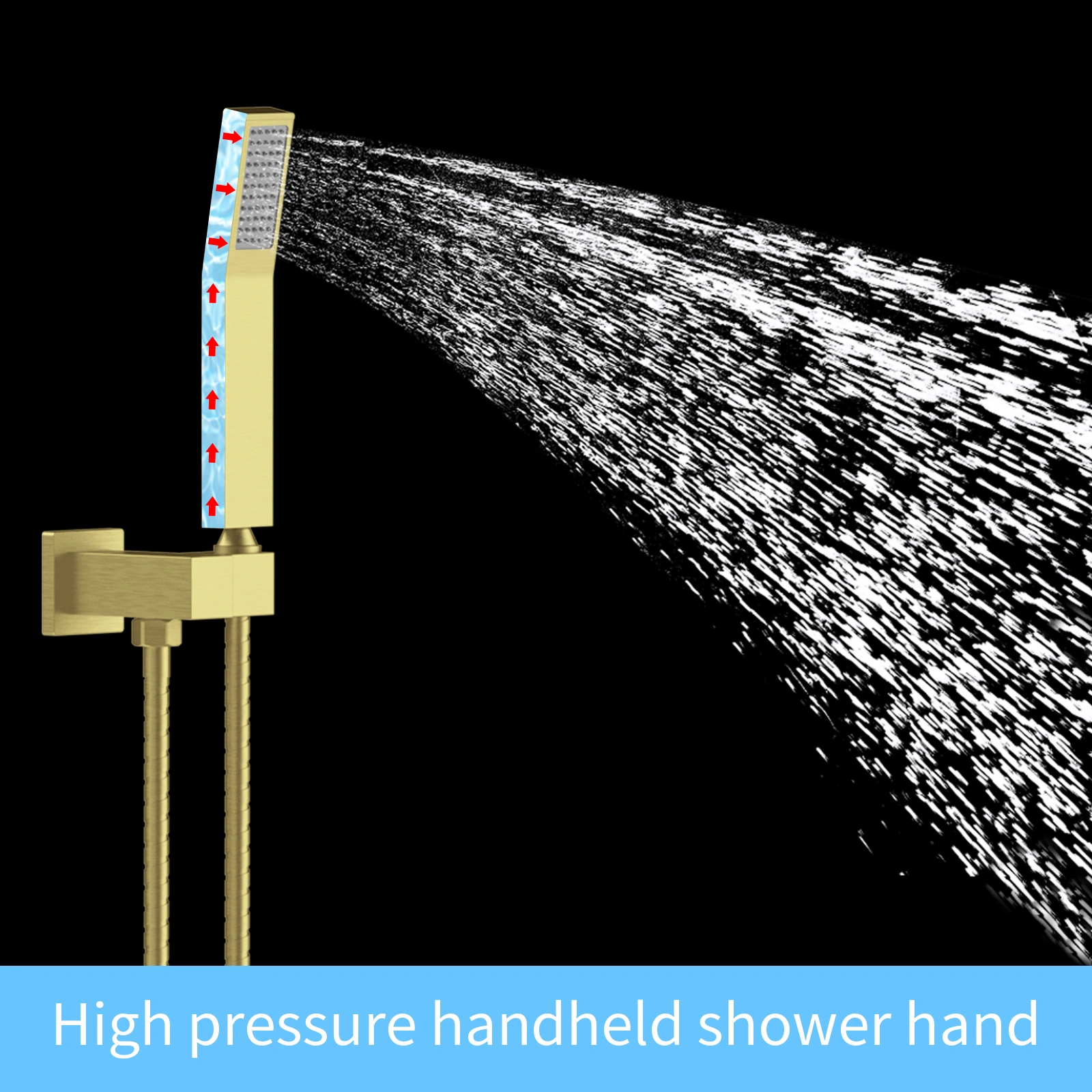 12" Rainfall Shower Head Wall Mounted Shower System Faucet Combo with Handheld Sprayer view 4