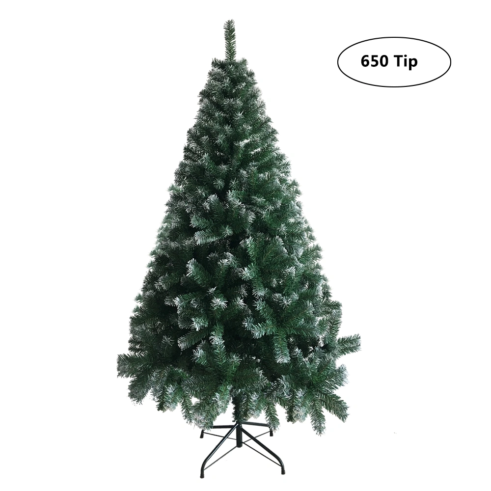 6FT Artificial Christmas Tree with Iron Leg - White PVC, 650 Branches, Full Pre-Strung Holiday Tree