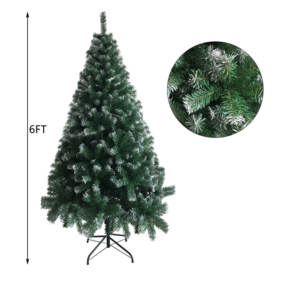6FT Artificial Christmas Tree with Iron Leg - White PVC, 650 Branches, Full Pre-Strung Holiday Tree view 7