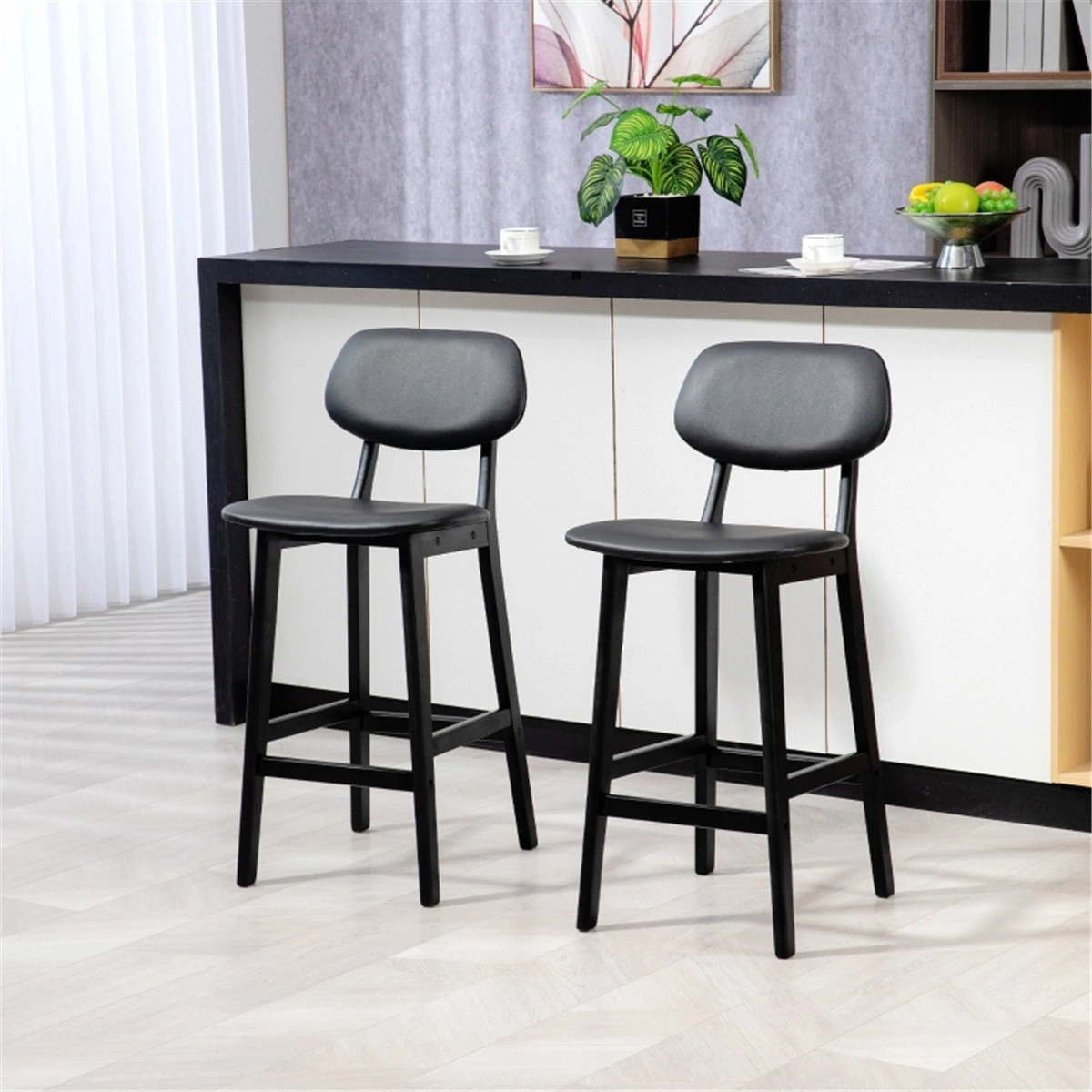 Bar Stools Set of 2, Dining Chairs for Kitchen Island, Office Chair with Padded Seat, Adjustable Height Swivel
