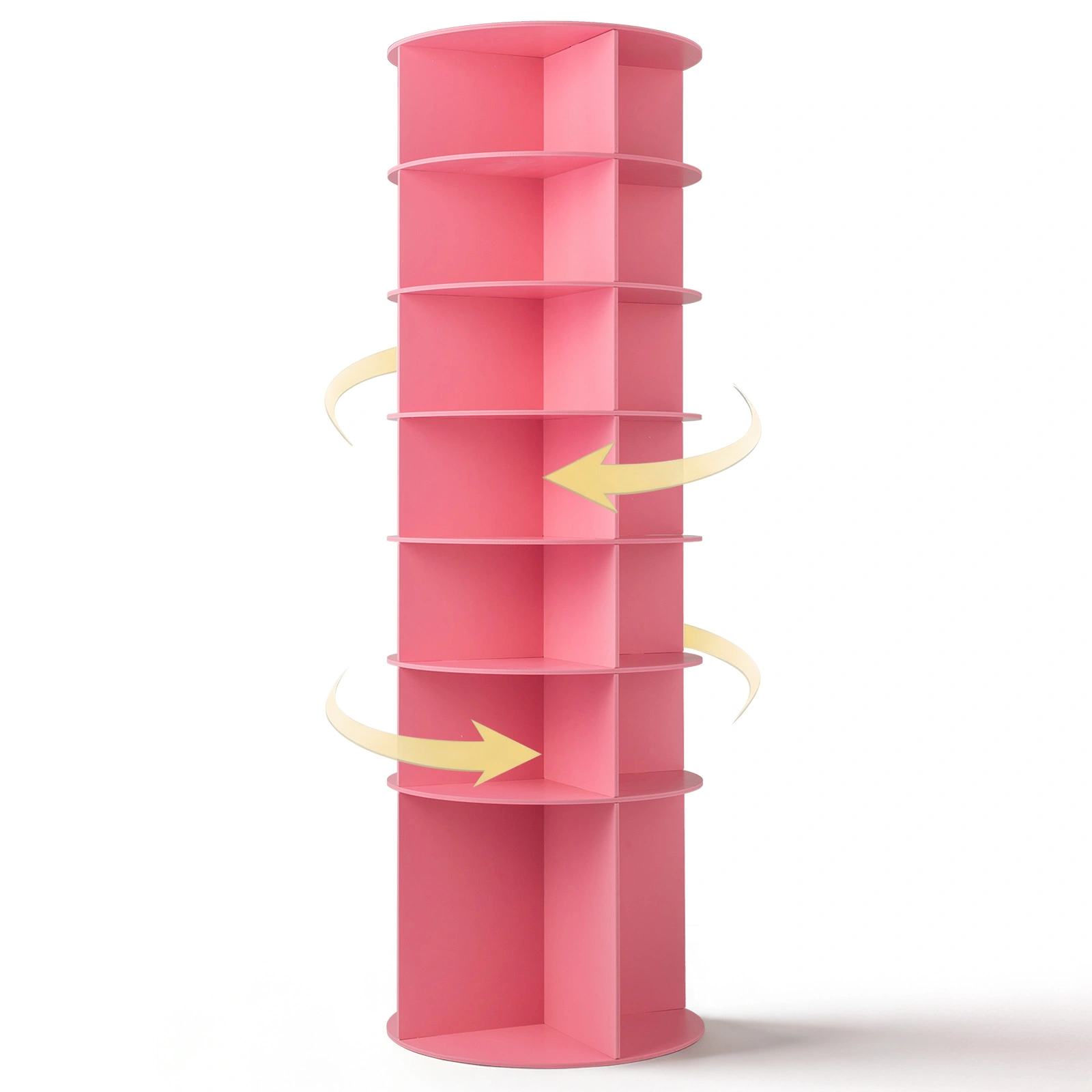 7-tier, 360° rotating wood-plastic composite shoe rack, 60*60*184cm, pink view 2