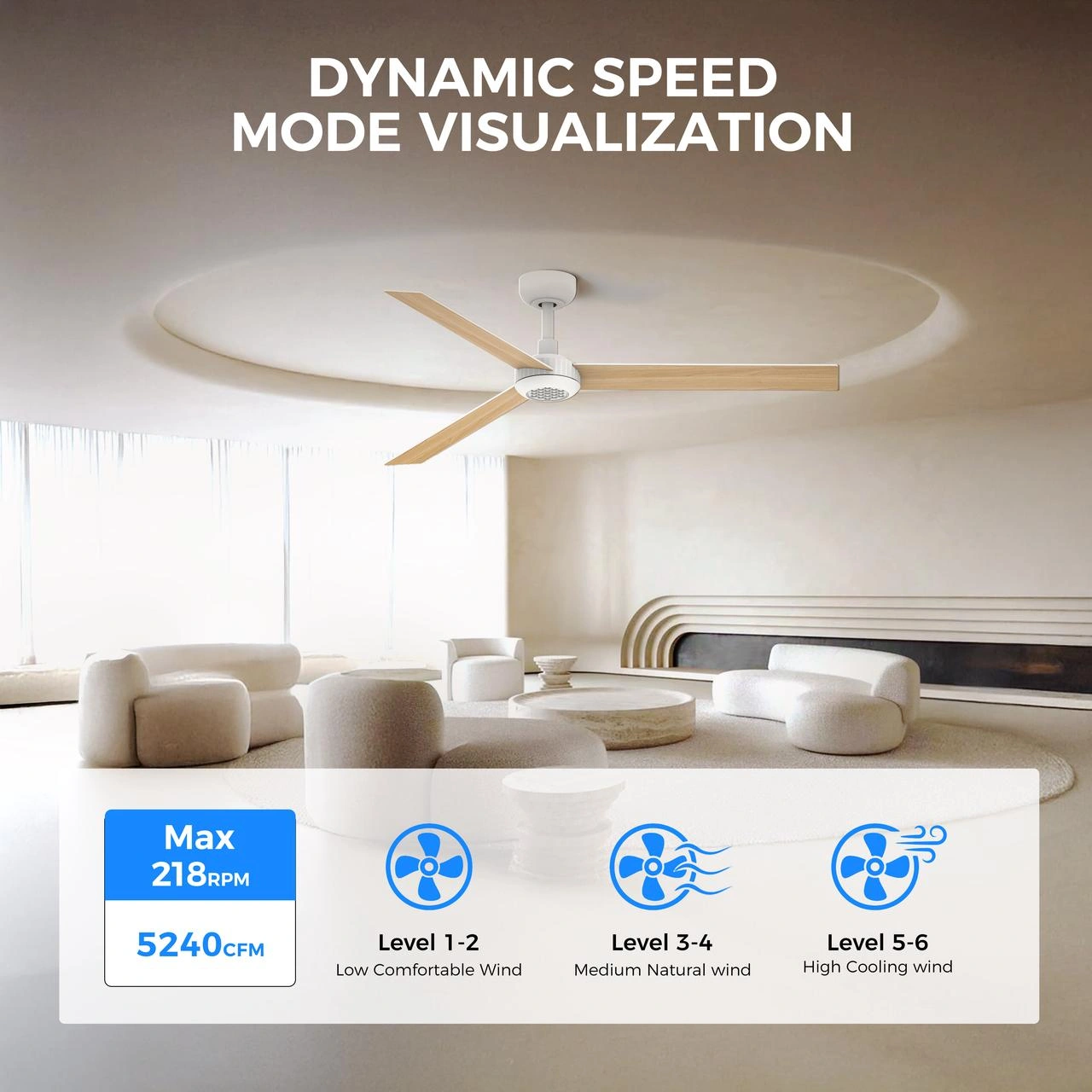 52 inch Modern Ceiling Fan with Lights,Remote Control, 3 Plywood Blades,6-Speed,Dimmable, Noiseless Reversible DC Motor,Indoor/Outdoor Ceiling Fan for Living Room Bedroom patio, 3D-X3[Unable ship on weekends, TK/TEMU only for pickup, only TX10643 war view 4