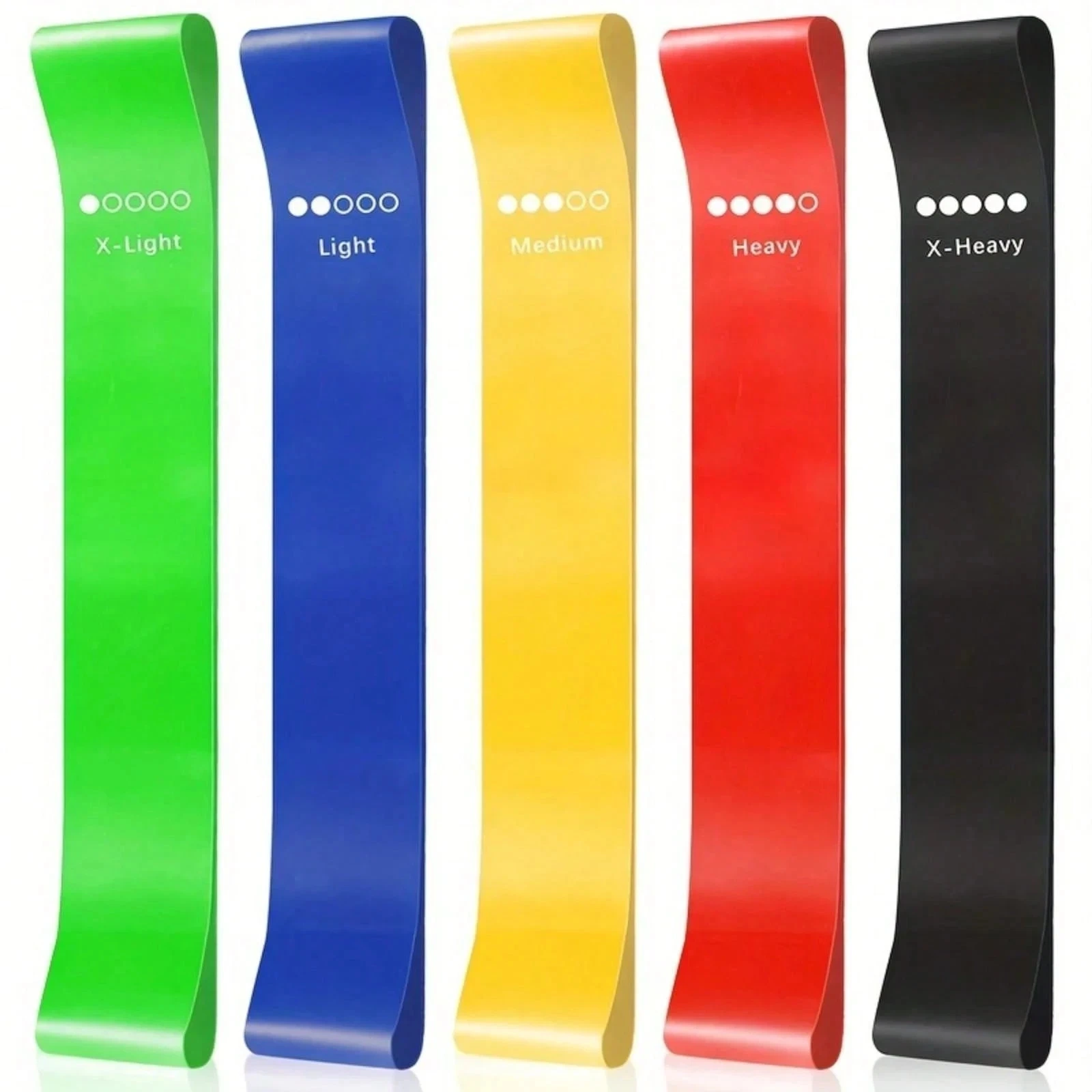 Set of 5 Resistance Loop Bands, TPE Exercise Bands for Fitness, Yoga, Physical Therapy & Home Workout, Colorful