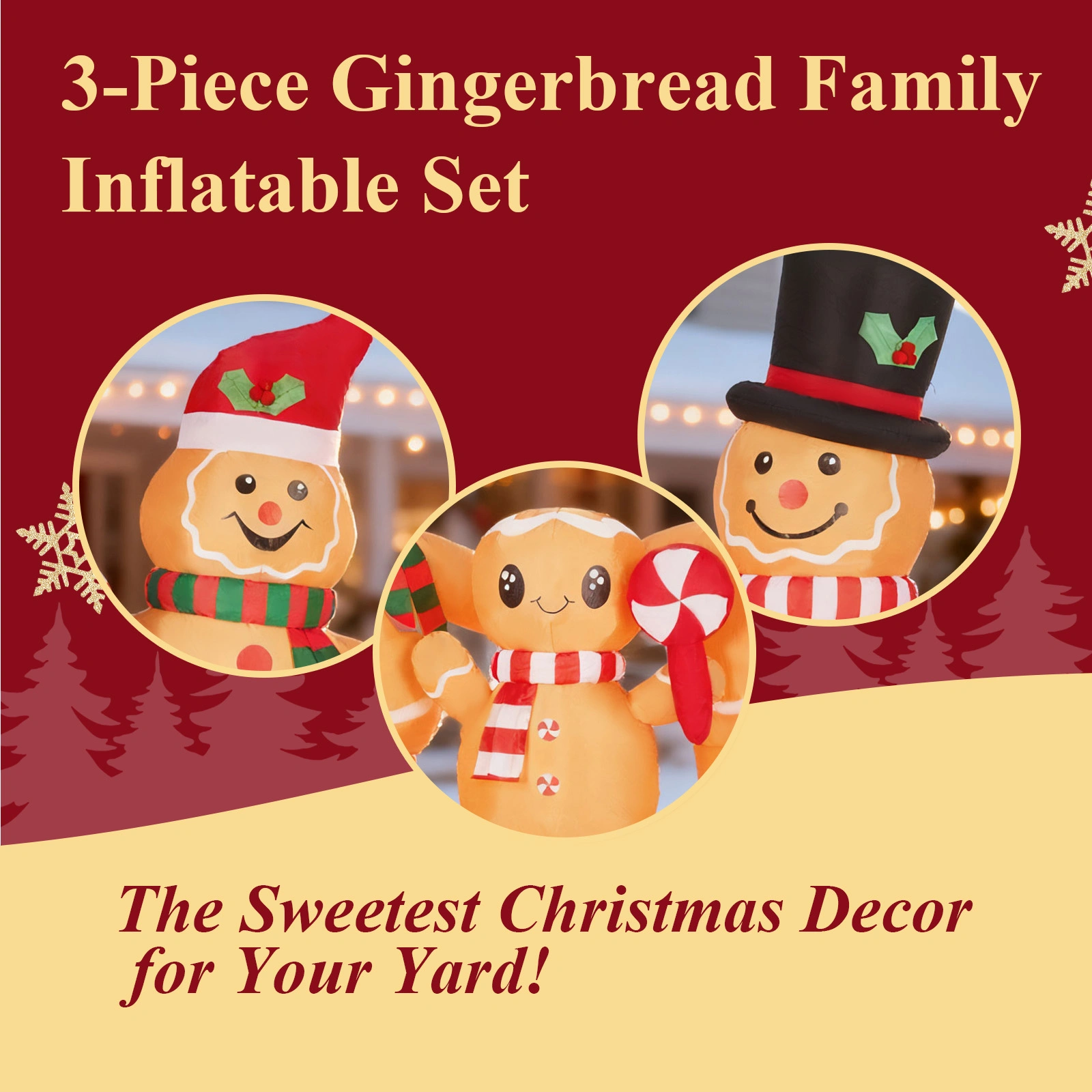 6.3FT Lighted Christmas Inflatable Gingerbread Man Family - LED Blow Up Yard Decor for Holiday Party, Front Lawn & Garden view 2