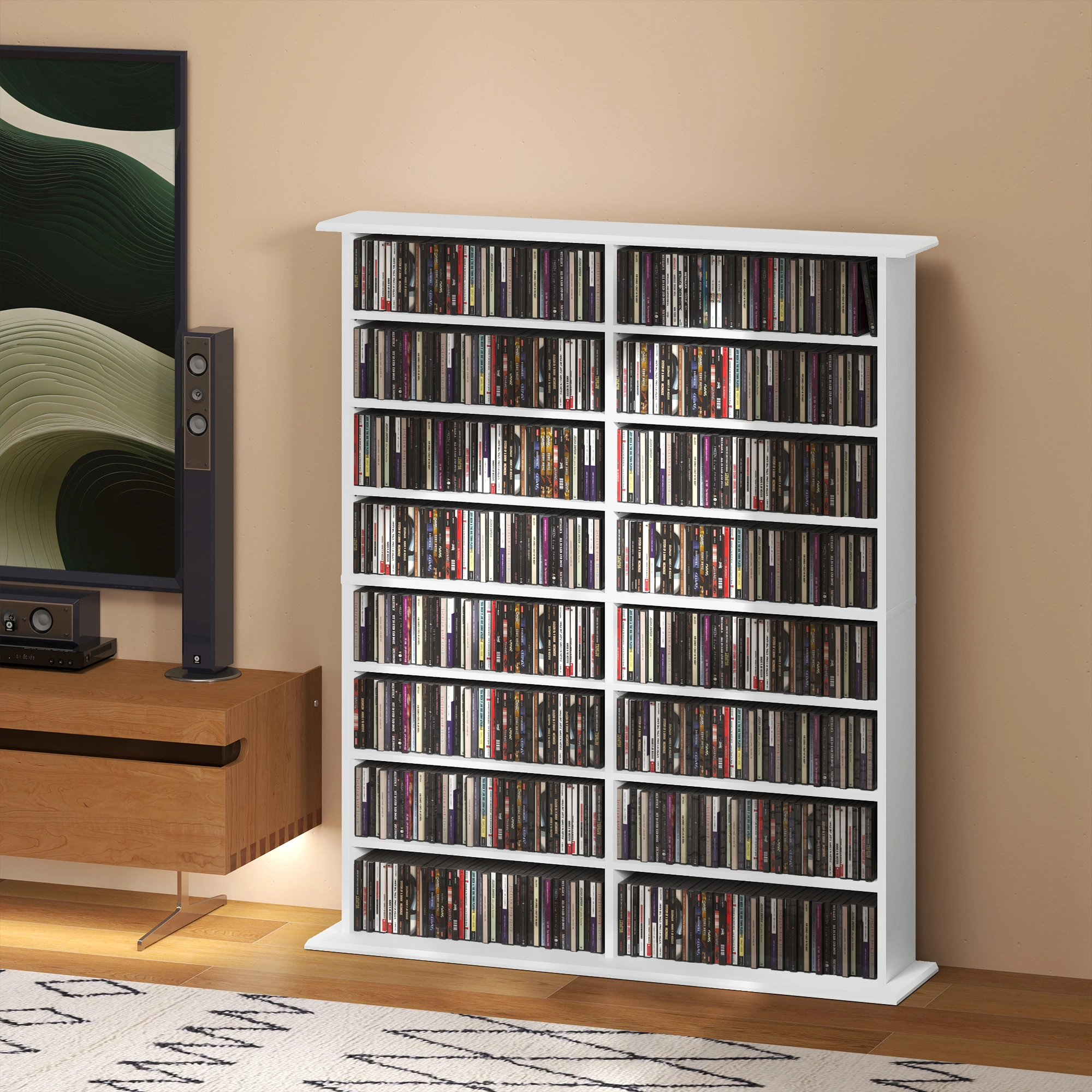 6-Tier Bookshelf and Storage Cabinet, Standalone Bookcase with Shelves, Display Shelf for Living Room, Bedroom
