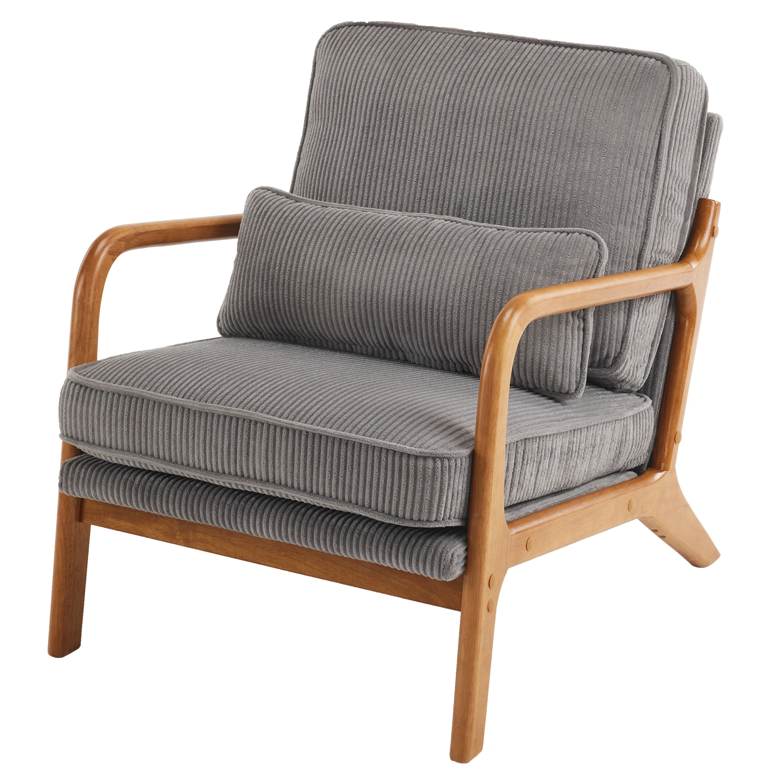 Low Arm Accent Chair - Light Gray Corduroy Upholstered Indoor Lounge Chair, Compact Single Seater with Sturdy Frame (330LBS Weight Capacity) view 10