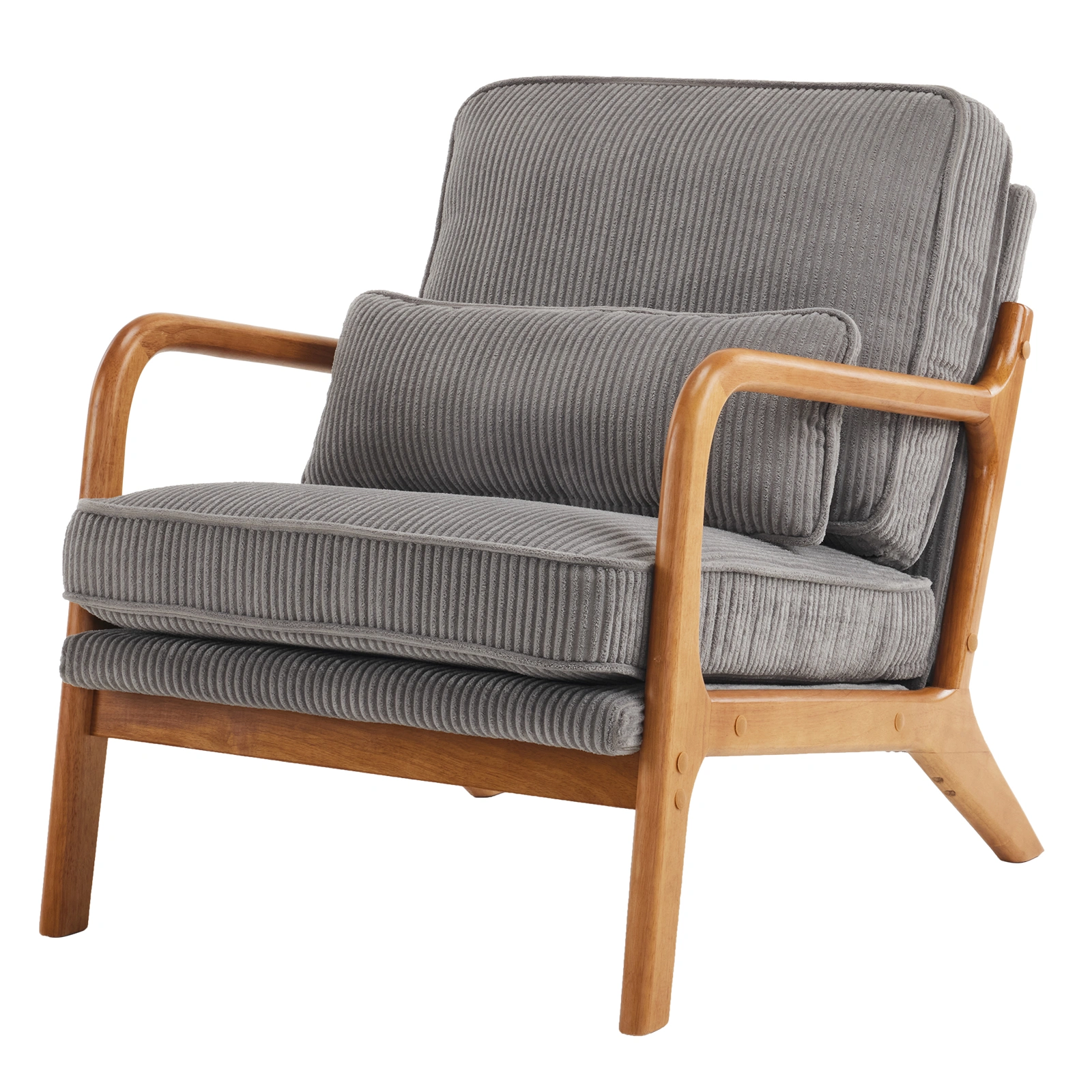 Low Arm Accent Chair - Light Gray Corduroy Upholstered Indoor Lounge Chair, Compact Single Seater with Sturdy Frame (330LBS Weight Capacity) view 12