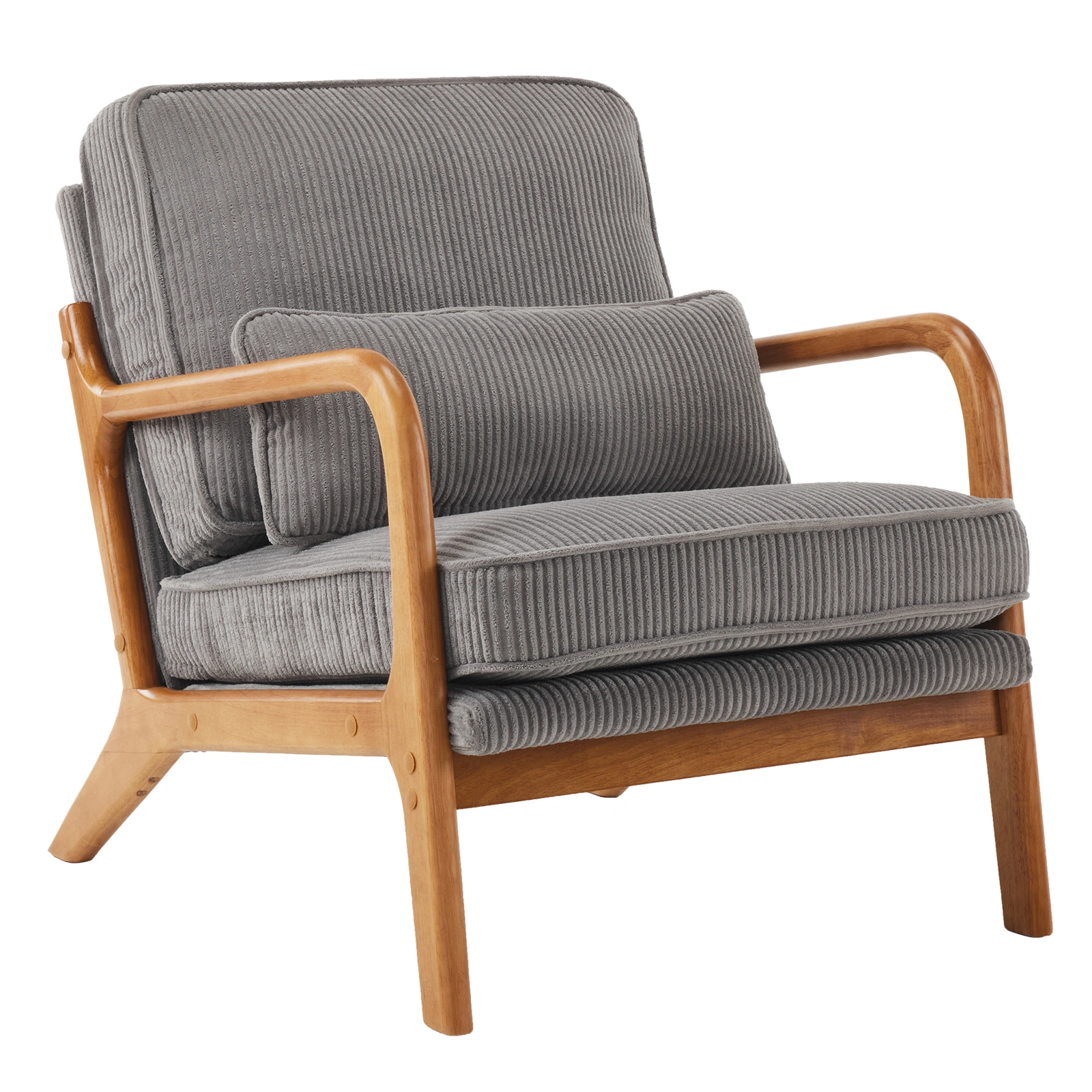 Low Arm Accent Chair - Light Gray Corduroy Upholstered Indoor Lounge Chair, Compact Single Seater with Sturdy Frame (330LBS Weight Capacity) view 16