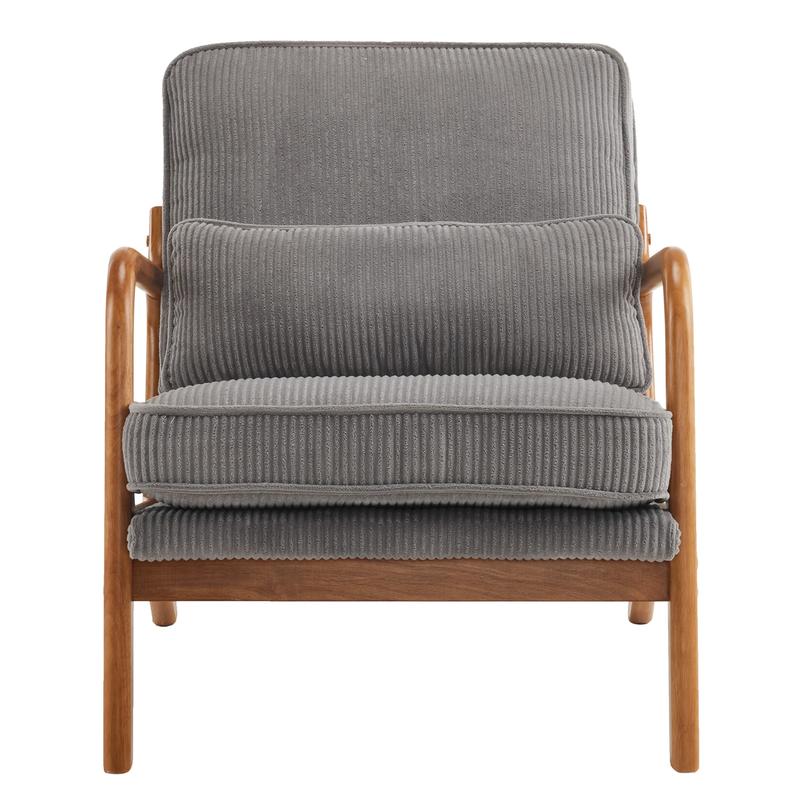 Low Arm Accent Chair - Light Gray Corduroy Upholstered Indoor Lounge Chair, Compact Single Seater with Sturdy Frame (330LBS Weight Capacity) view 27
