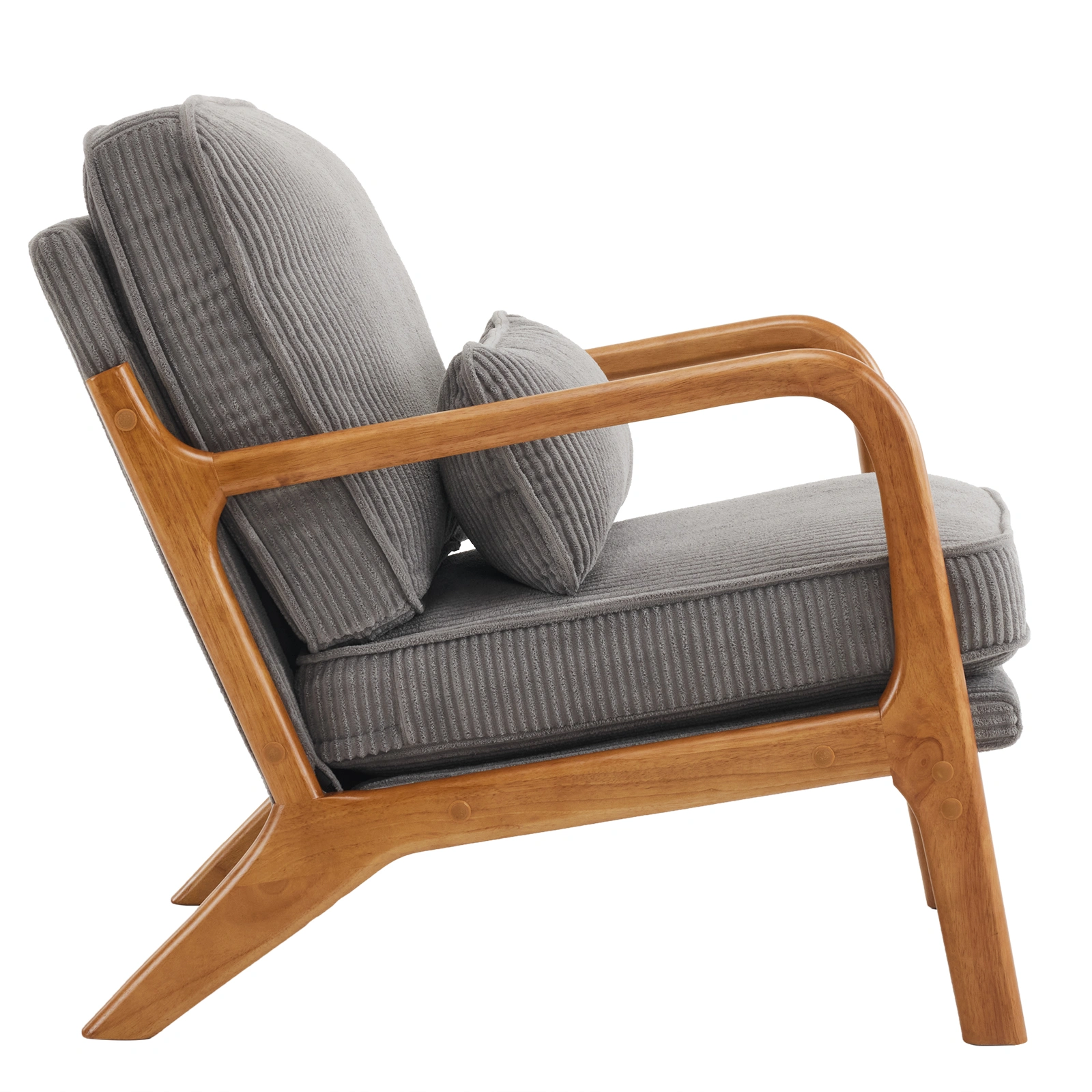Low Arm Accent Chair - Light Gray Corduroy Upholstered Indoor Lounge Chair, Compact Single Seater with Sturdy Frame (330LBS Weight Capacity) view 33