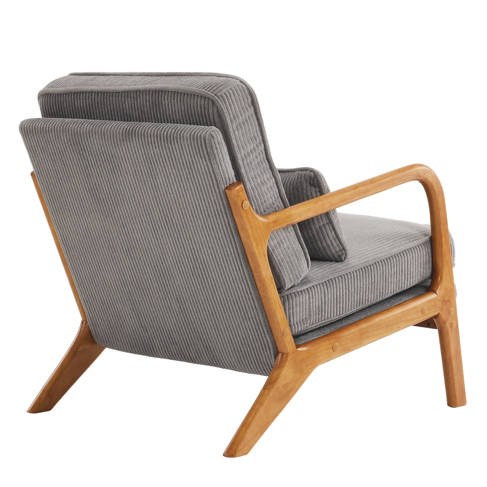 Low Arm Accent Chair - Light Gray Corduroy Upholstered Indoor Lounge Chair, Compact Single Seater with Sturdy Frame (330LBS Weight Capacity) view 8