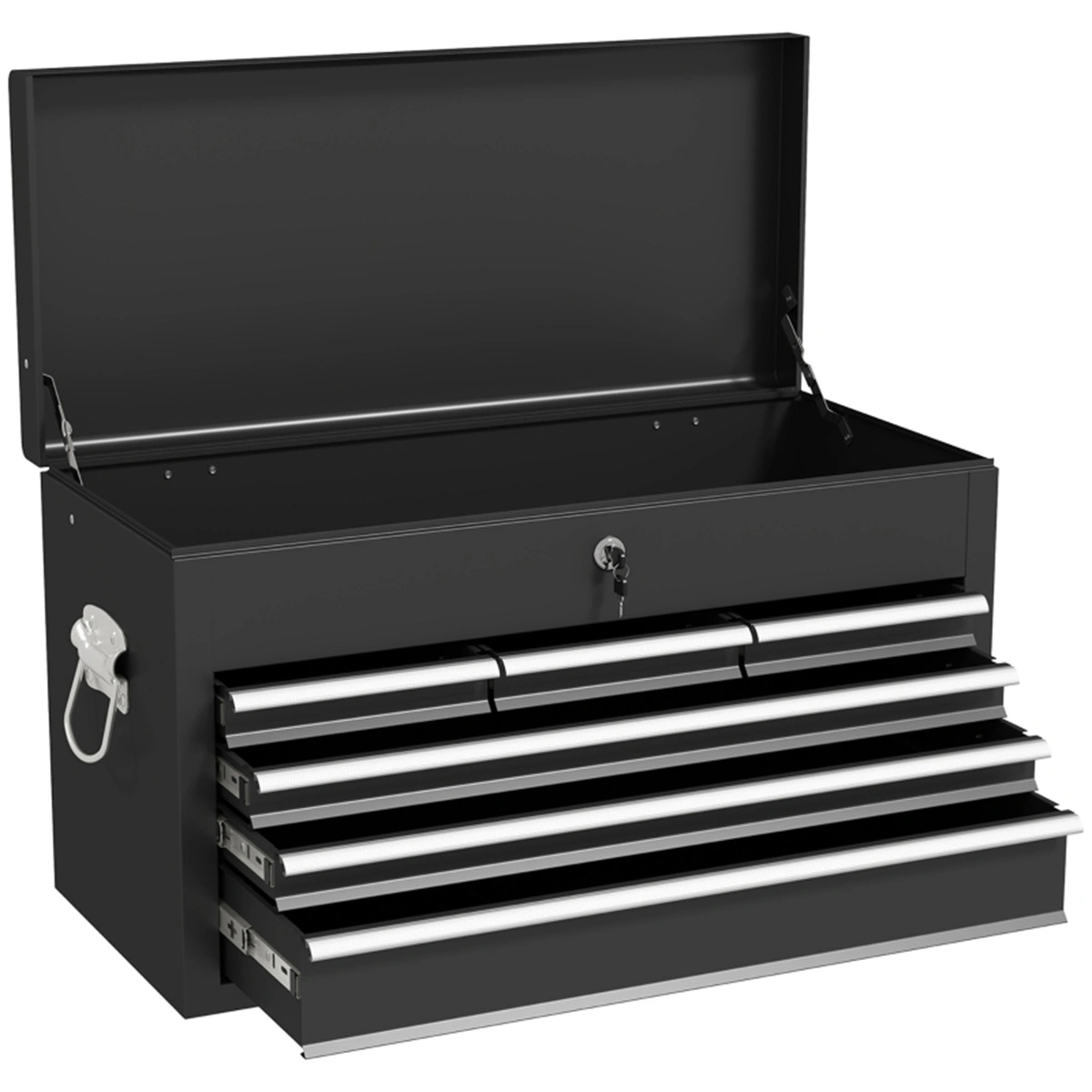 Heavy Duty Tool Box Set - Durable Steel Toolbox with Removable Tray, Secure Latches, Compact Design for Garage Organization view 2