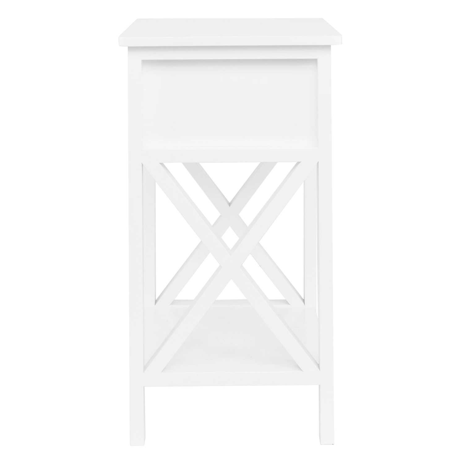 Nightstand Modern End Table, Side Table with 1 Drawer and Storage Shelf, White view 7