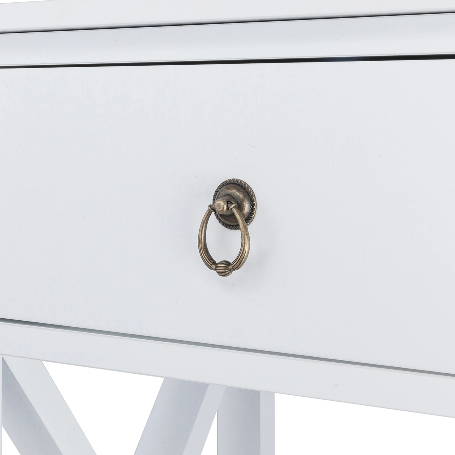 Nightstand Modern End Table, Side Table with 1 Drawer and Storage Shelf, White view 9