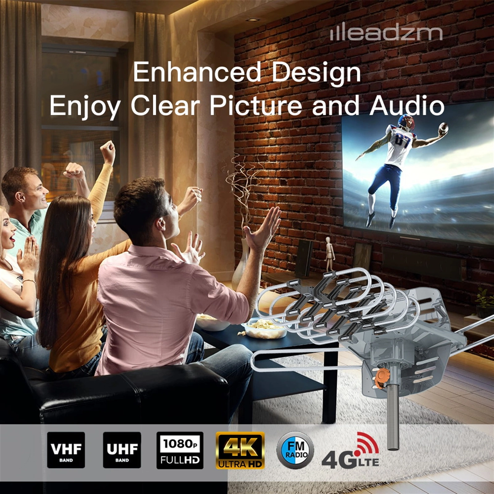 360° Dual Band Outdoor Antenna 28-36dB Gain UV Resistant with US Plug view 10