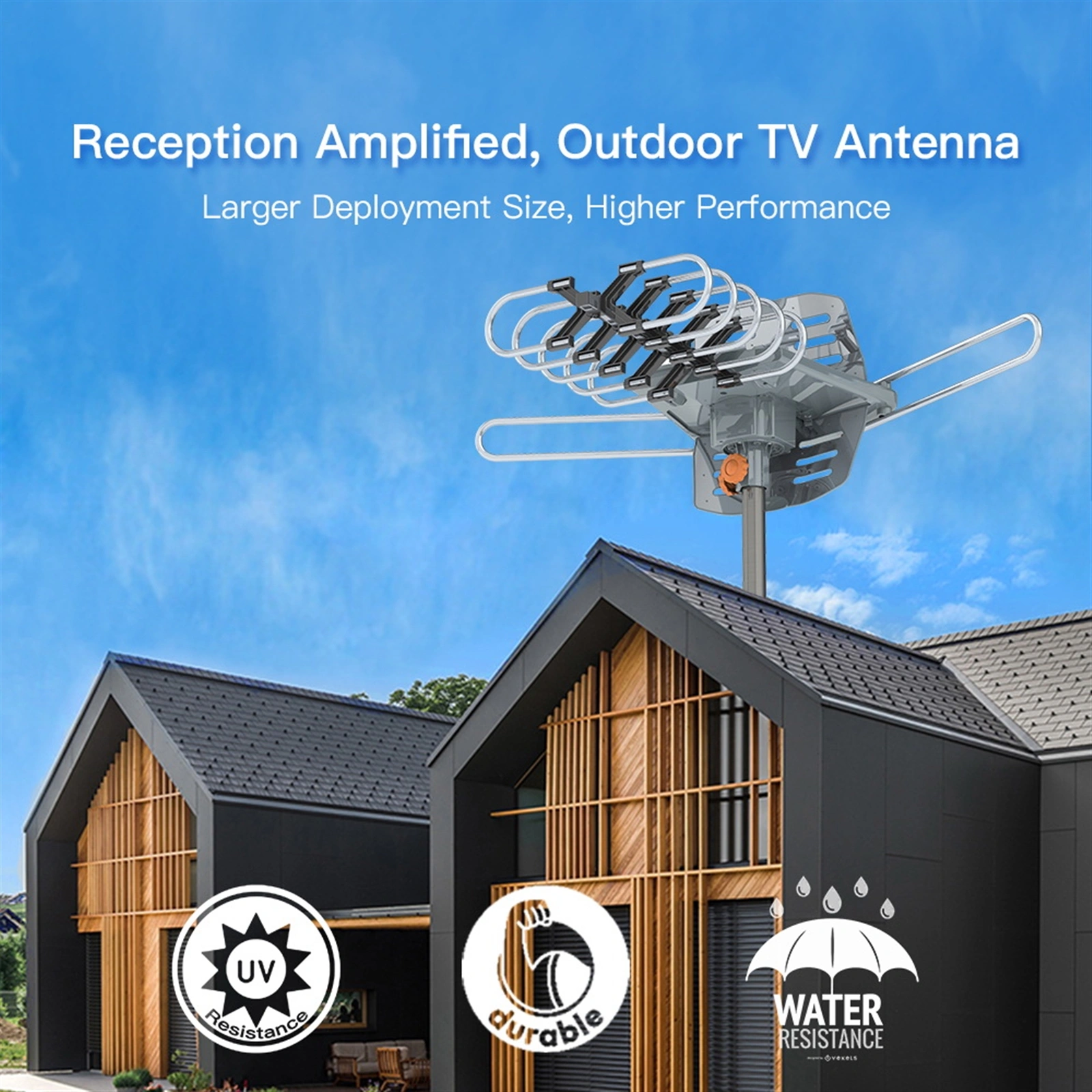 360° Dual Band Outdoor Antenna 28-36dB Gain UV Resistant with US Plug view 11