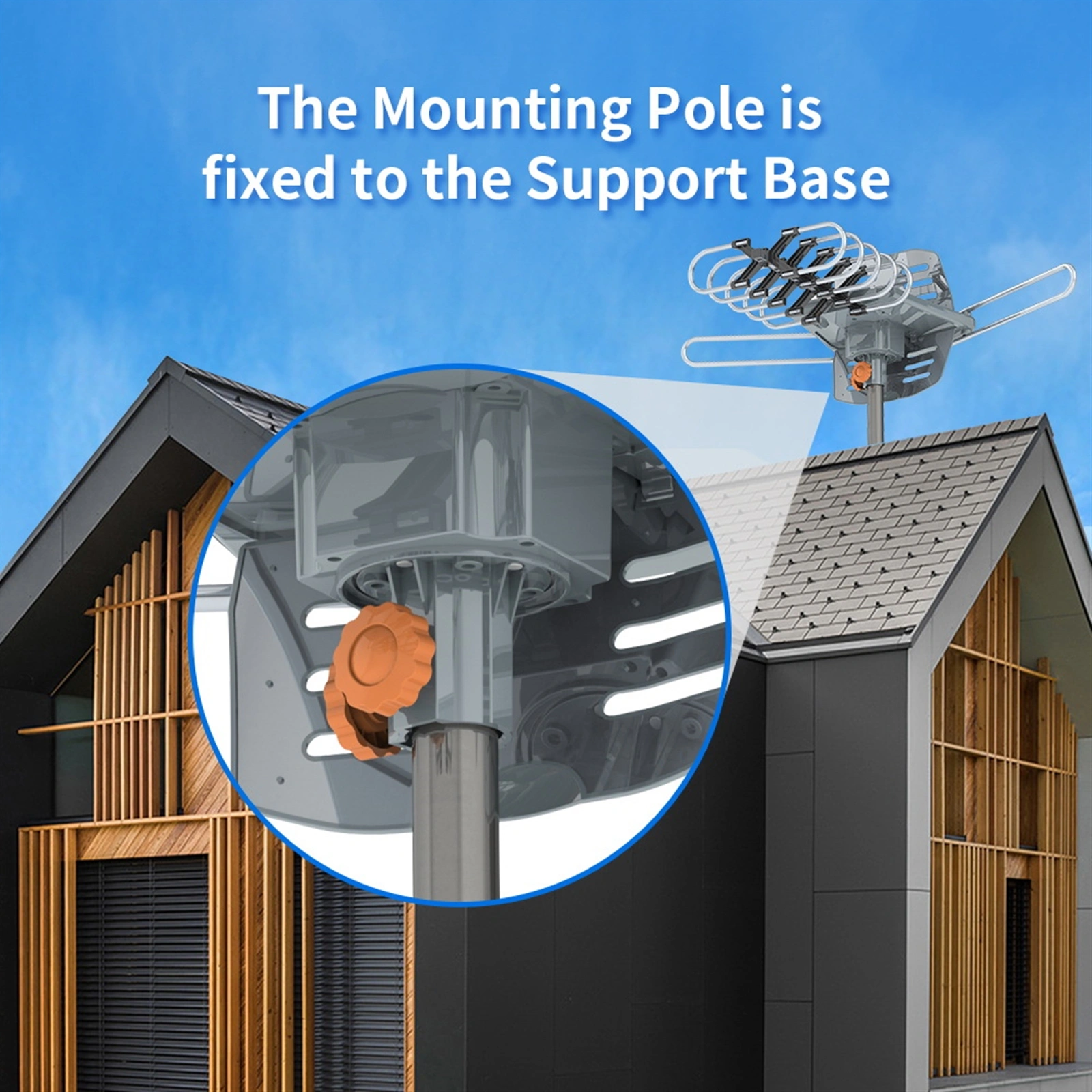 360° Dual Band Outdoor Antenna 28-36dB Gain UV Resistant with US Plug view 12