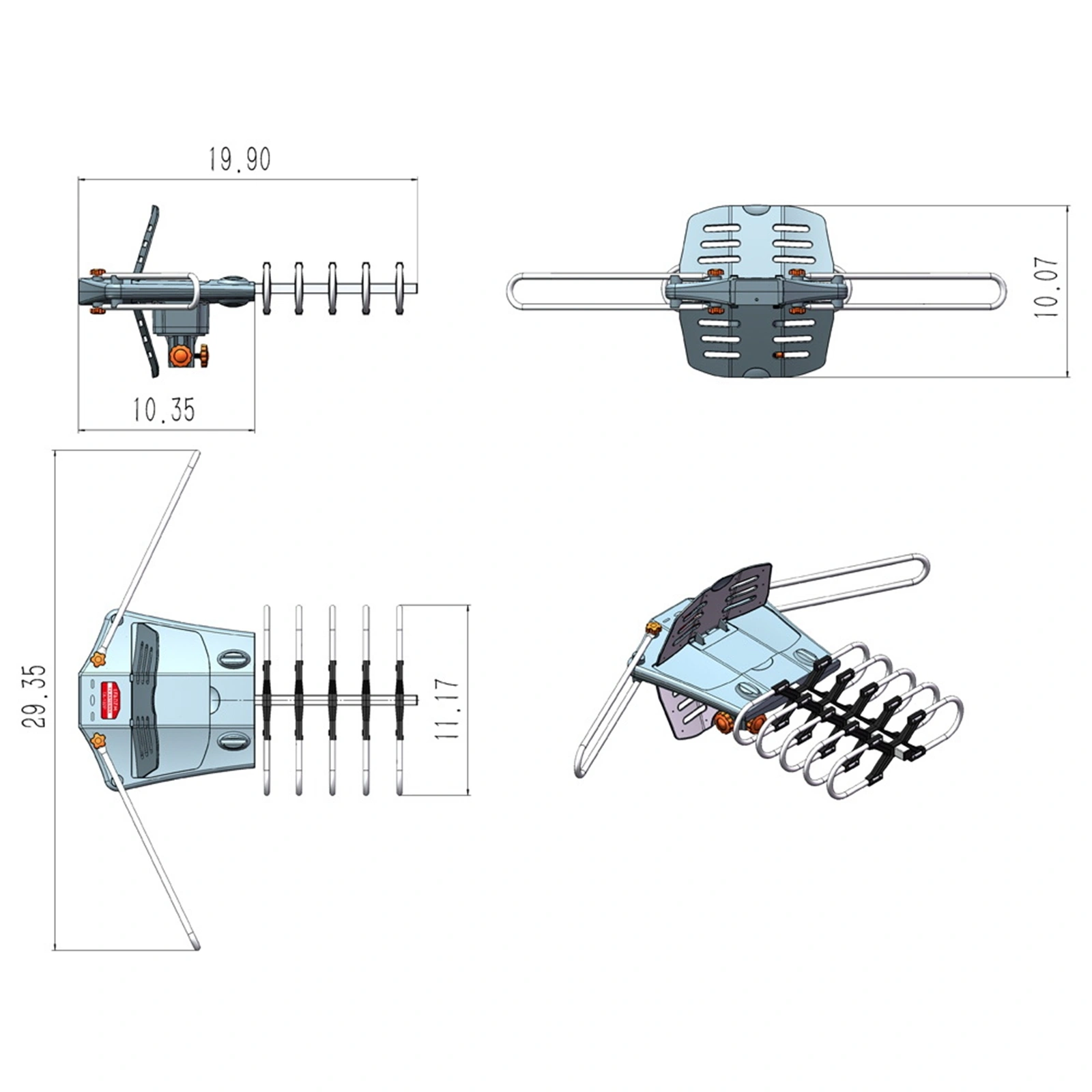 360° Dual Band Outdoor Antenna 28-36dB Gain UV Resistant with US Plug view 18