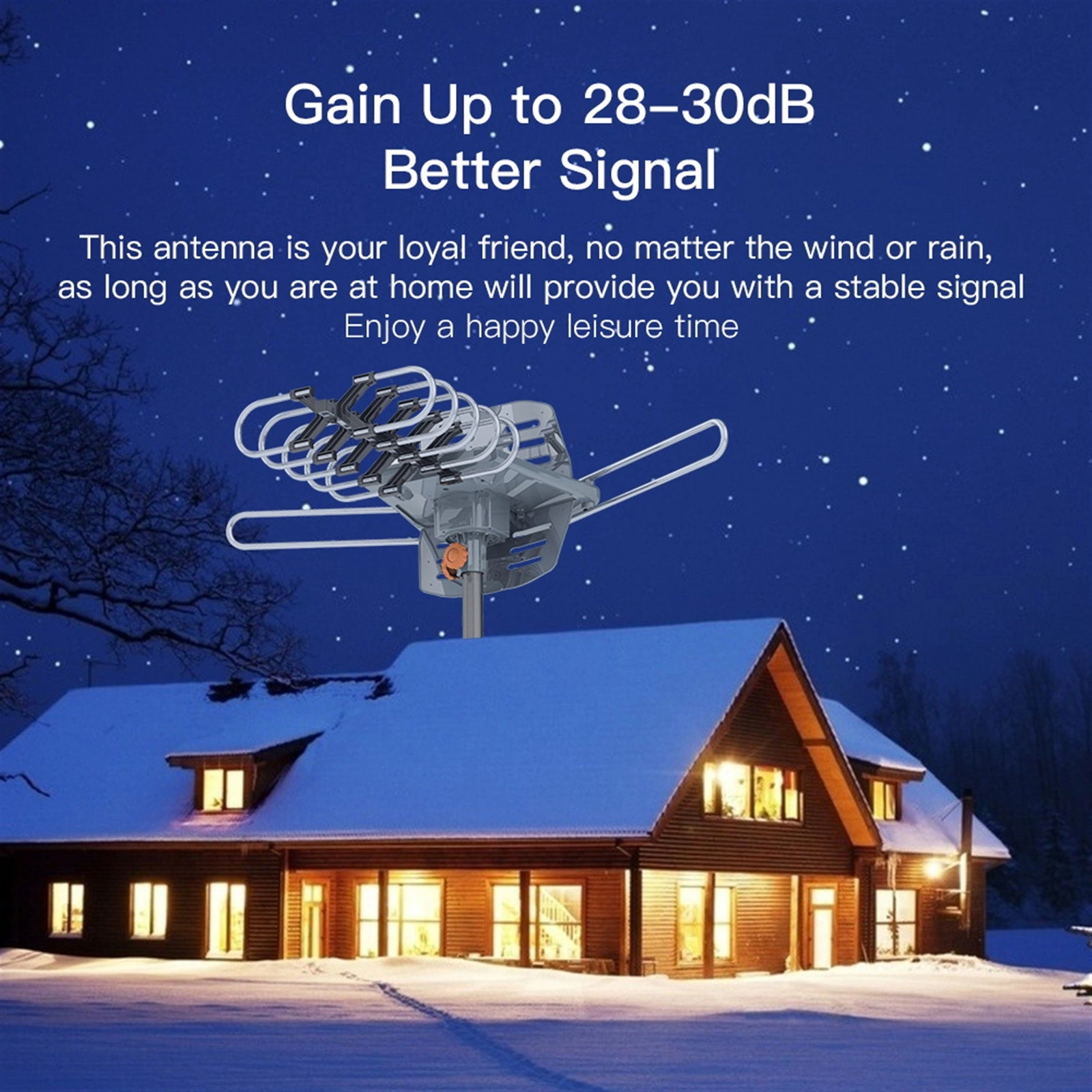 360° Dual Band Outdoor Antenna 28-36dB Gain UV Resistant with US Plug view 4