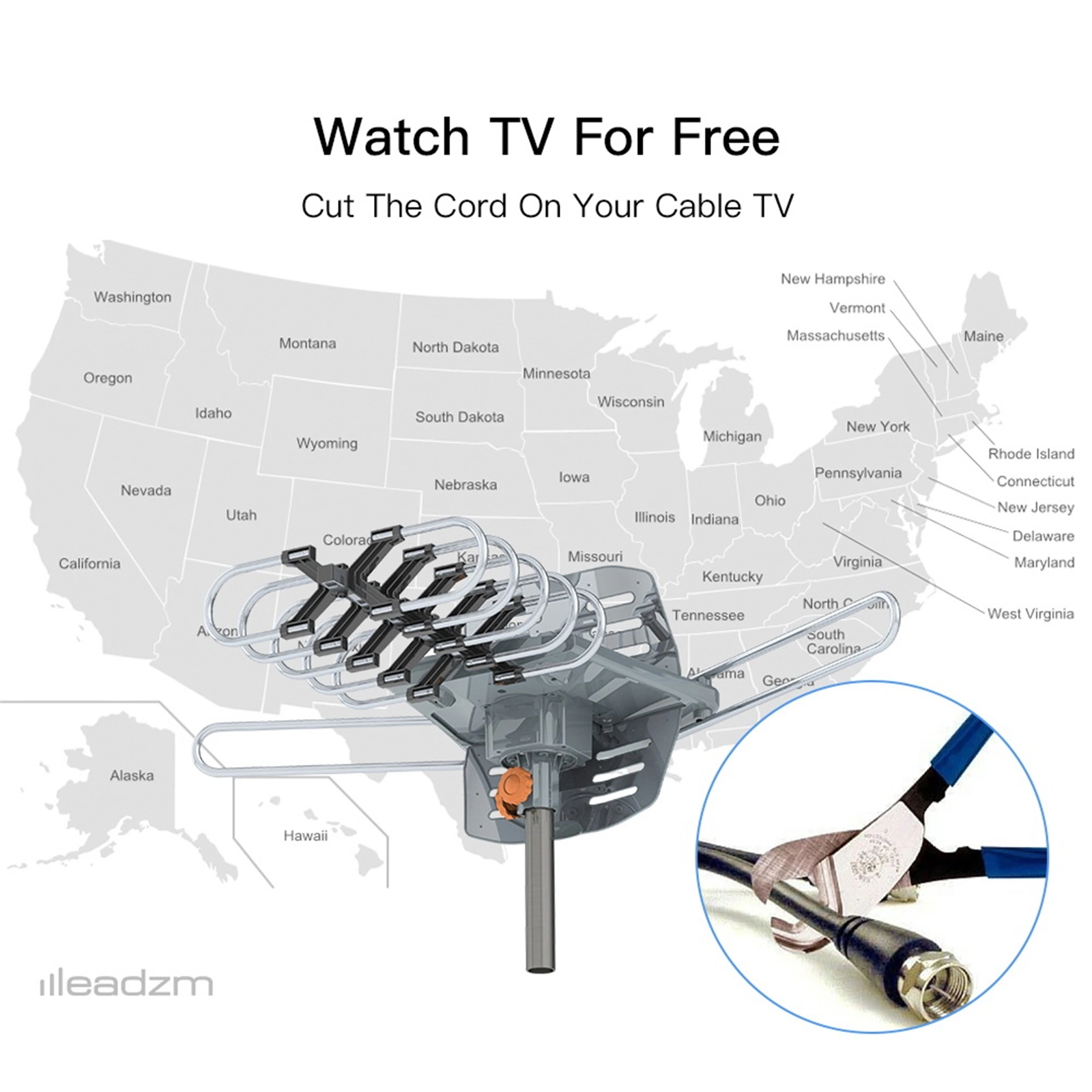 360° Dual Band Outdoor Antenna 28-36dB Gain UV Resistant with US Plug view 8