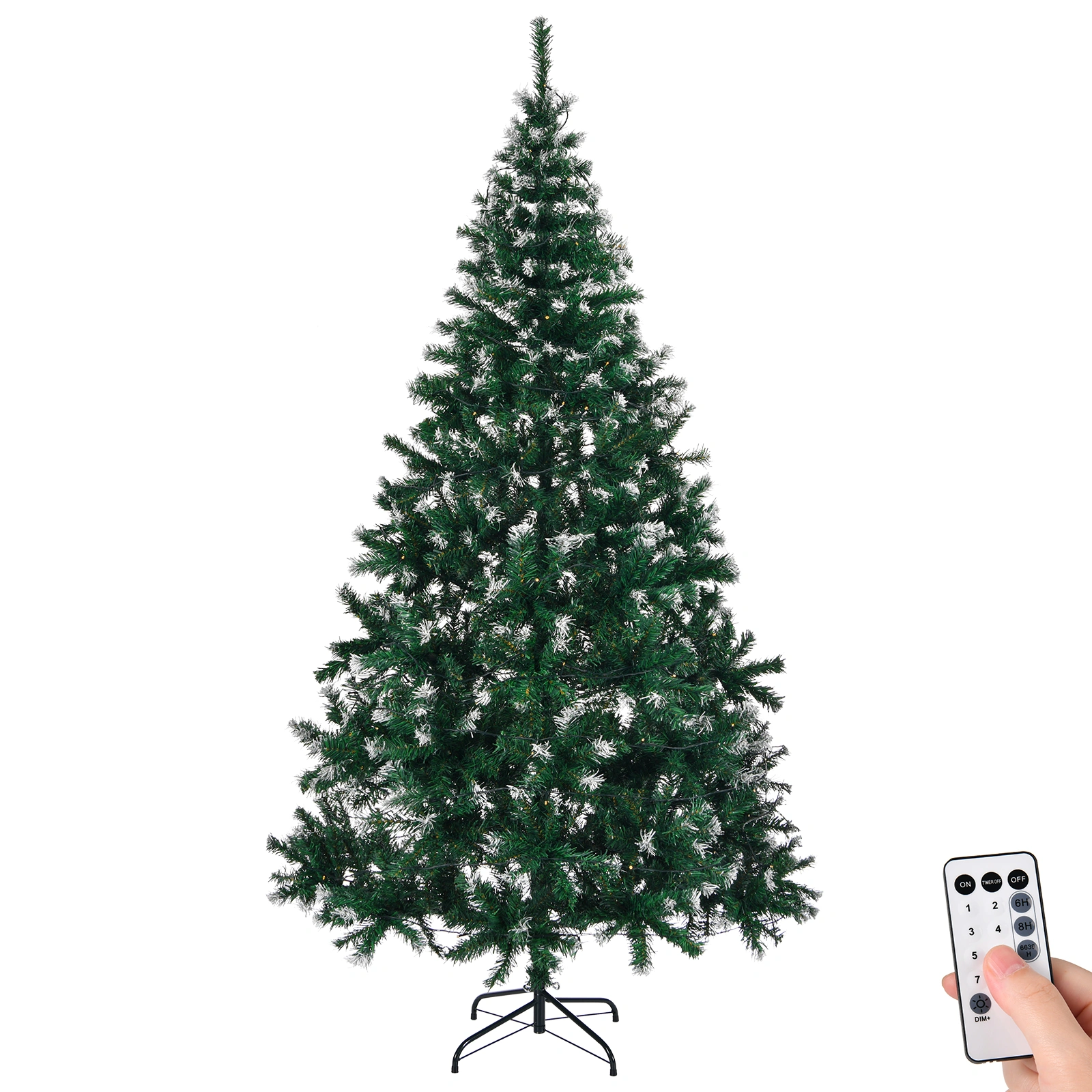 7 FT Snow Tipped Artificial Christmas Tree, DIY 150 Warm Lights, Remote Control, 1100 Branch Tips, Sturdy Metal Stand view 3