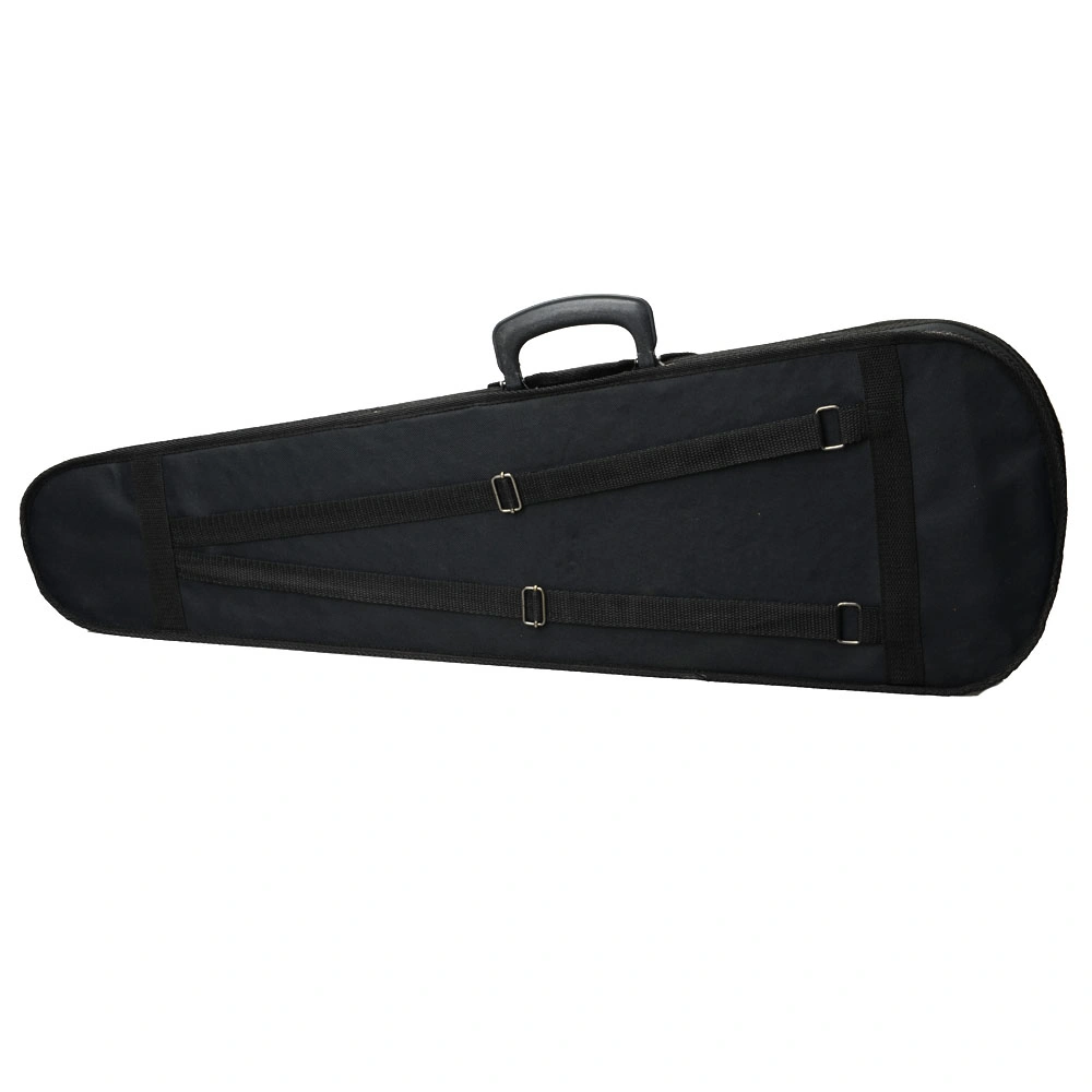 4/4 Violin Case Triangle Shape, Durable Cloth Exterior with Beige Lining, Black, Includes Bow Rosin