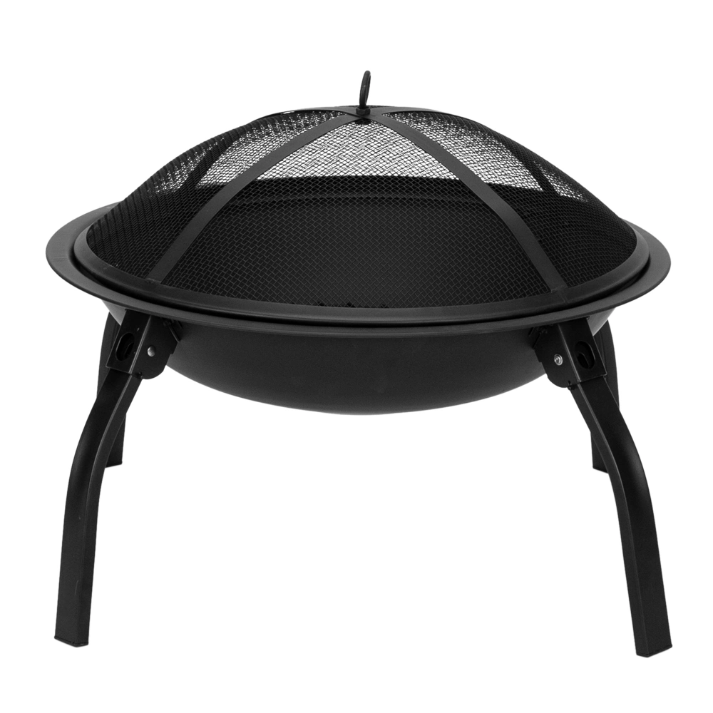 22" Foldable Iron Fire Pit - 4-Leg Wood Burning Brazier for Backyard & Poolside view 2