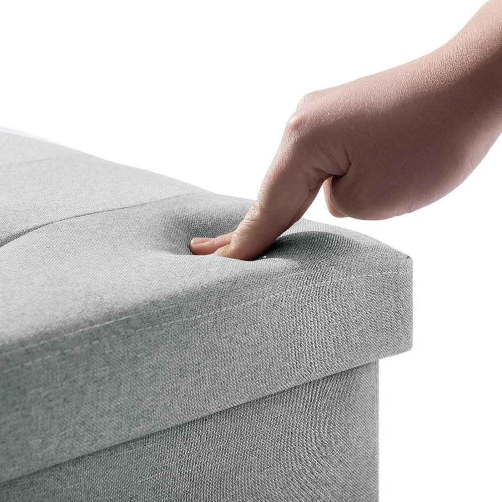 Foldable Storage Ottoman Seat - Toy Box Foot Stool Bench for Home Organization - UK view 3