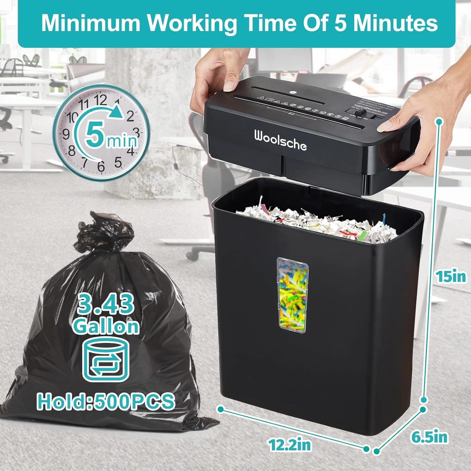 Paper Shredder for Home- 10-Sheet Cross Cut with 3.43-Gallon Basket - P-4 Security Level - 3-Mode Design - Shreds CD and Credit Card - Durable, Fast, and Jam Proof for Home Office(Shipment from FBA) view 4