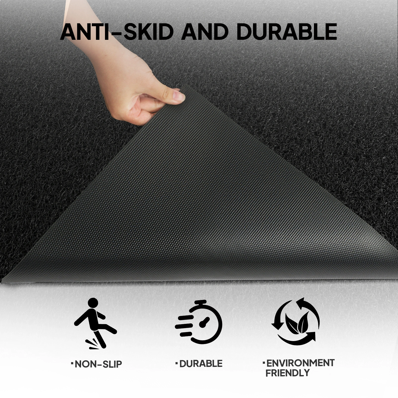 Black PVC Composite Entrance Mat 90x120cm, Heavy Duty Anti-Fatigue Commercial Floor Mat, 1.2cm Thick Extra-Thick Entrance Rug view 5