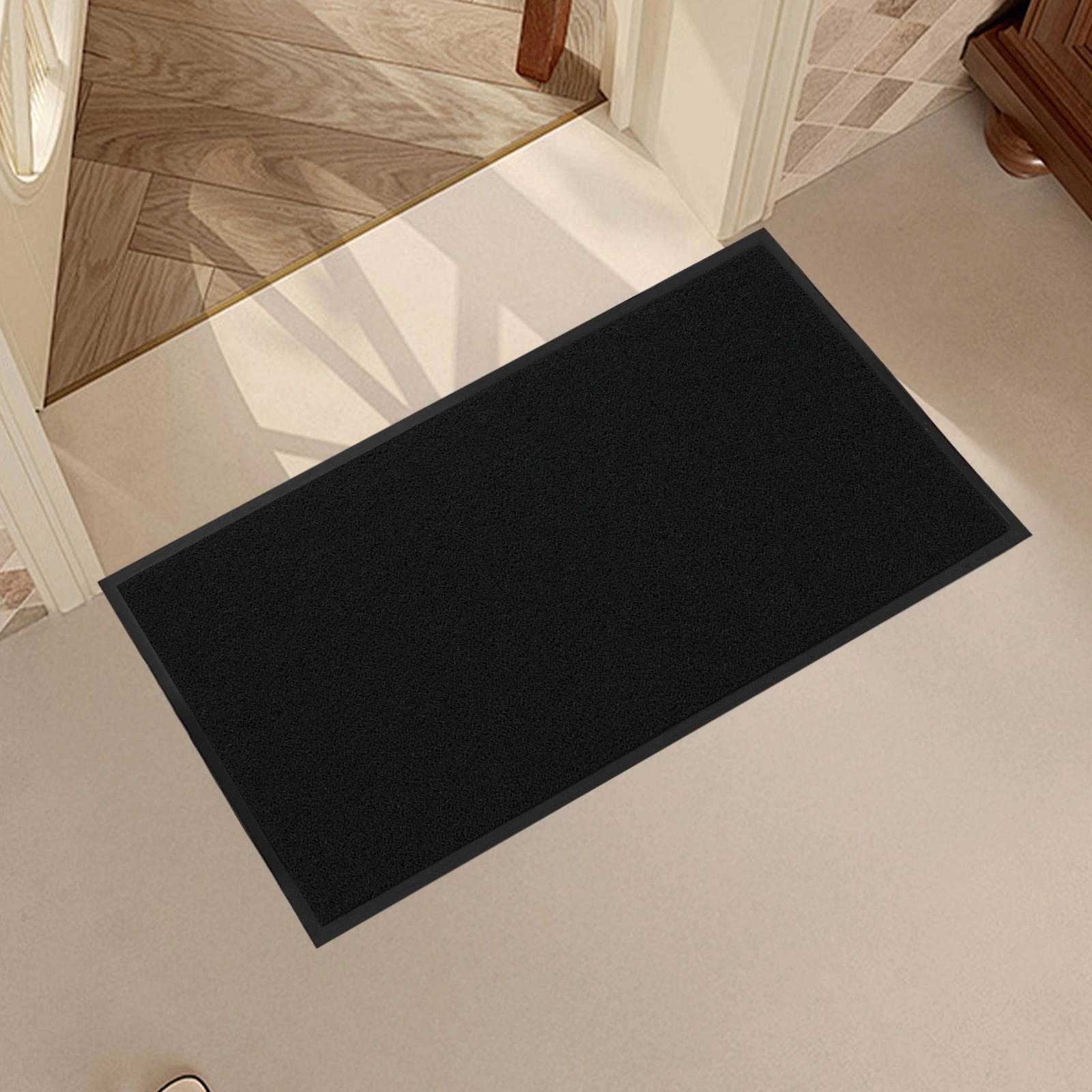 Black PVC Composite Entrance Mat 90x120cm, Heavy Duty Anti-Fatigue Commercial Floor Mat, 1.2cm Thick Extra-Thick Entrance Rug view 8