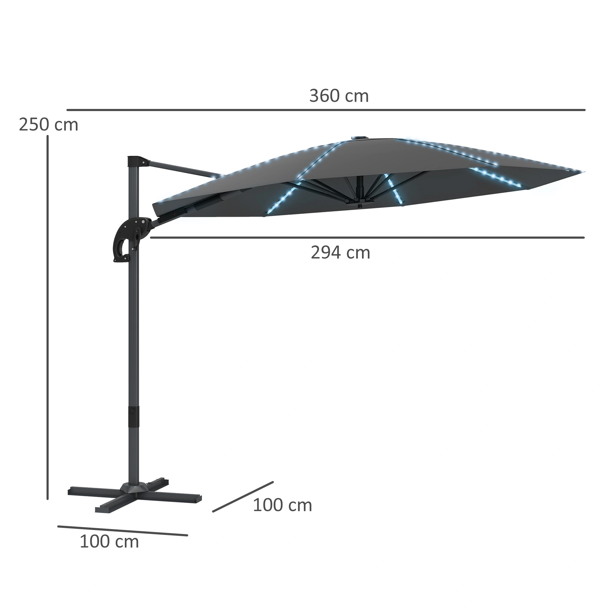Outdoor Half Umbrella for Patio Table, 6ft Cantilever Market Umbrella with Tilt, Waterproof UV Protection view 4