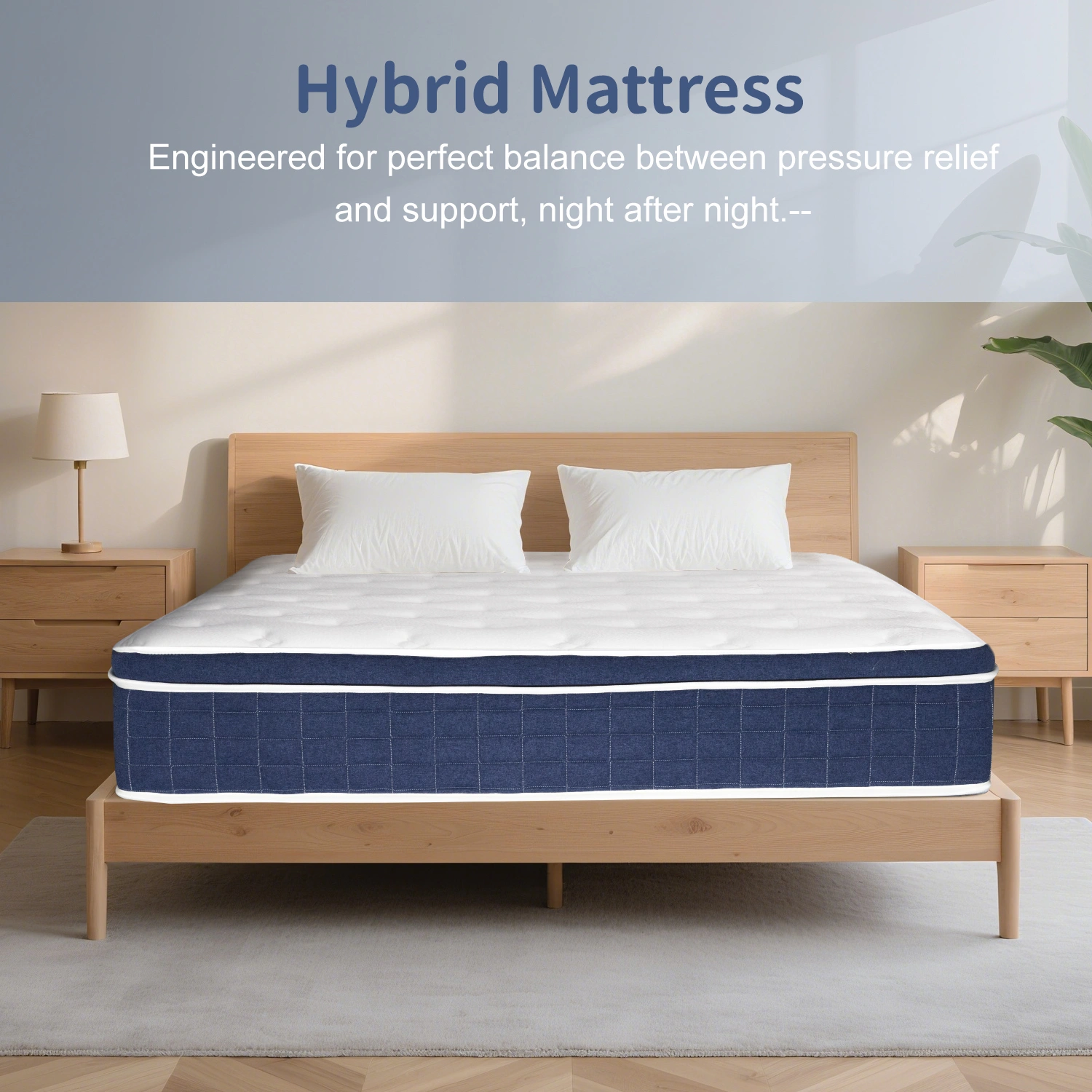 Queen Size Mattress in a Box 12 Inch Memory Foam Hybrid Mattress with Pocketed Springs Medium Firm Support Motion Isolation Edge Support 60 Night Trial view 3
