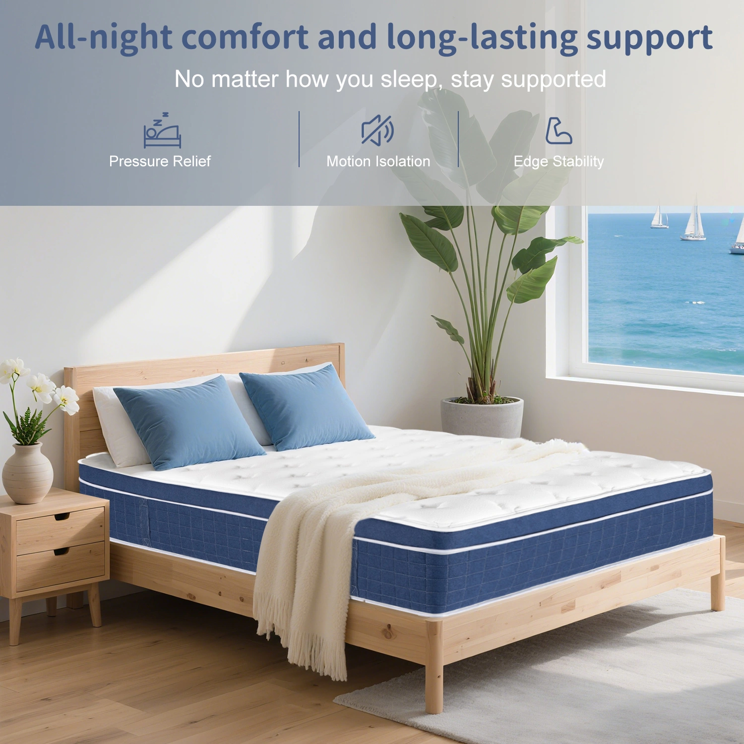 Queen Size Mattress in a Box 12 Inch Memory Foam Hybrid Mattress with Pocketed Springs Medium Firm Support Motion Isolation Edge Support 60 Night Trial view 5