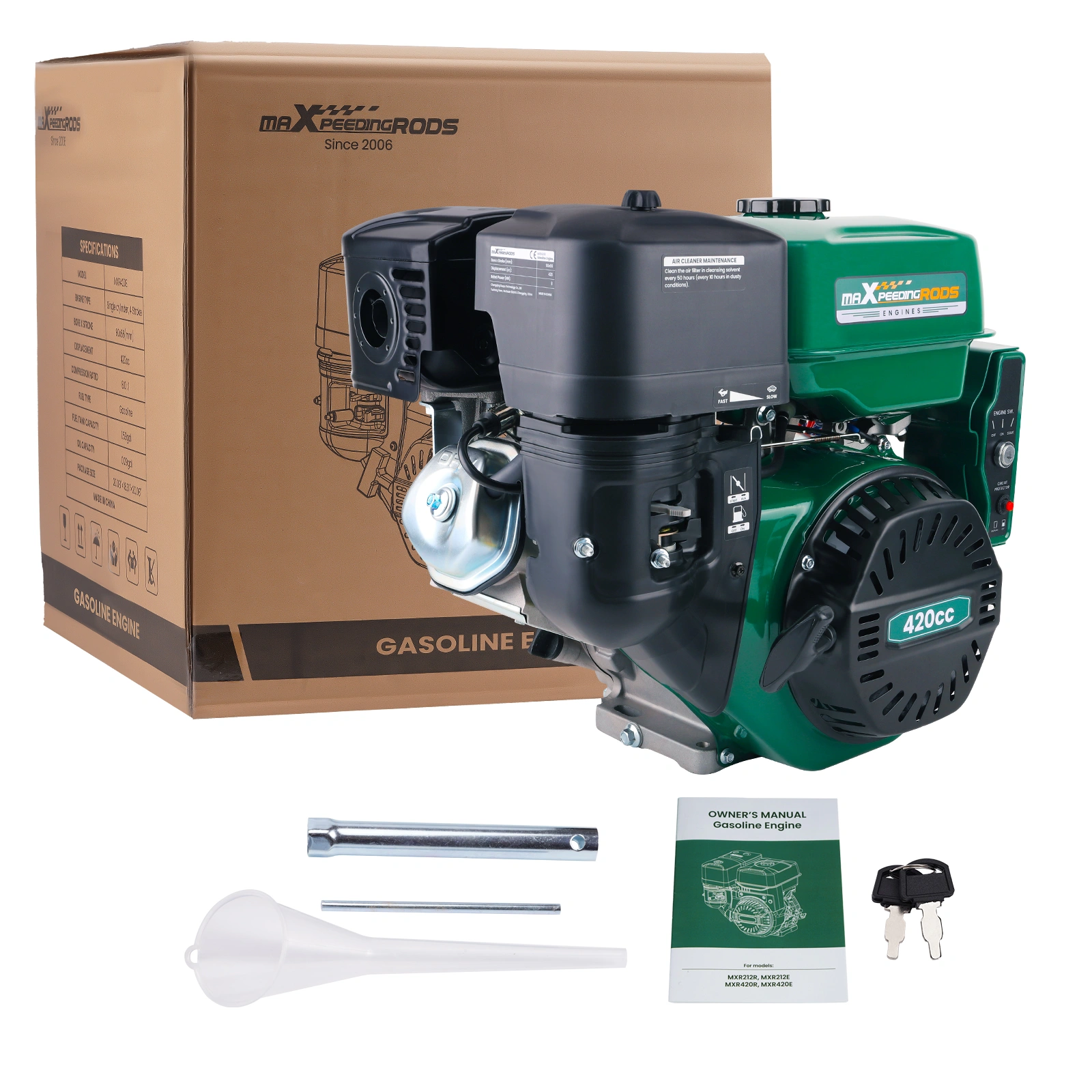 420CC 15HP 8KW Petrol Engine Electric Start Horizontal Stationary 4-Stroke OHV Gas Motor