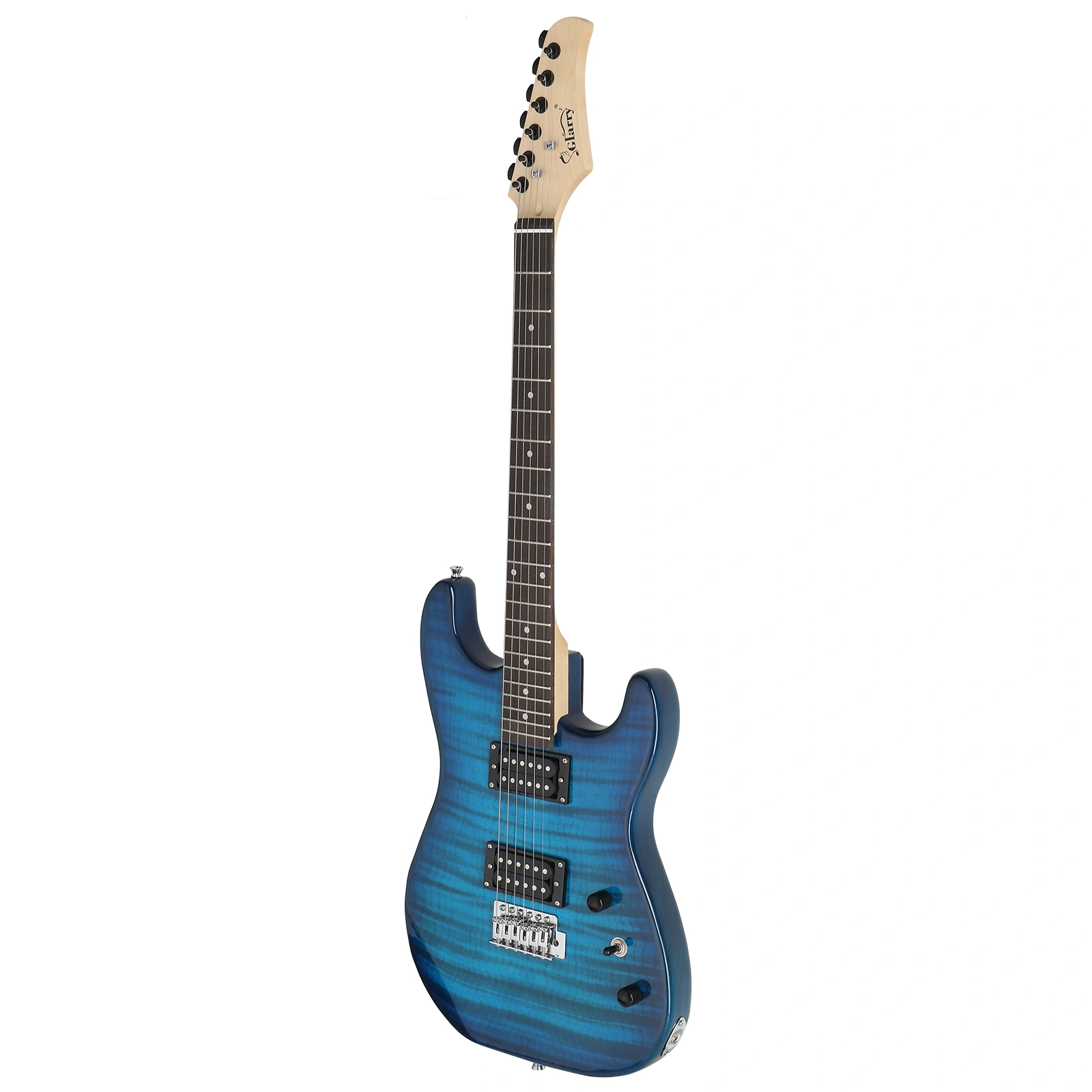 GST Tiger Stripe Electric Guitar Kit H-H Pickup 20W Amp Bag Strap Bundle, Blue view 7